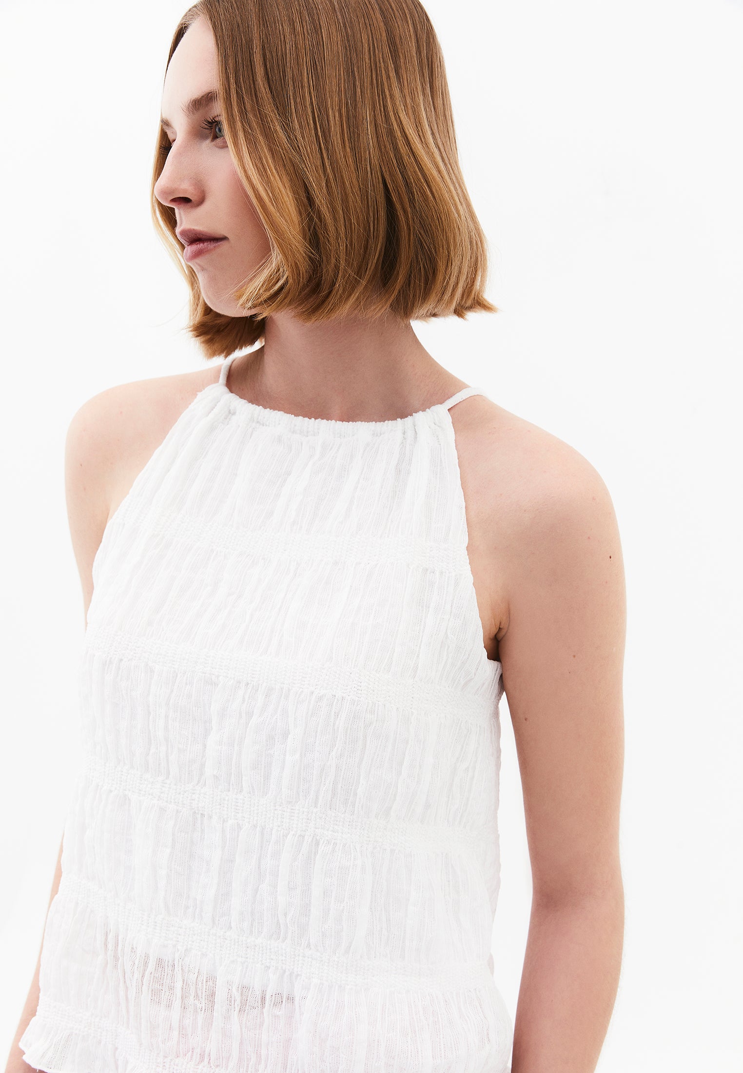 Sleeveless Halter Neck Blouse - WHITE