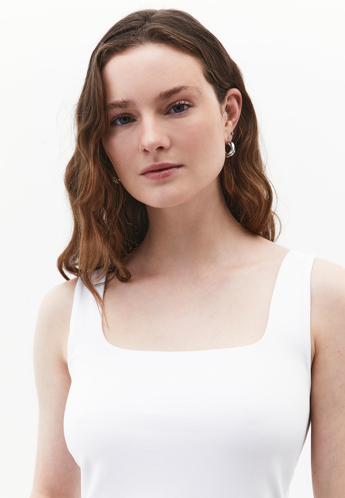 Square Neck Tank Top - WHITE