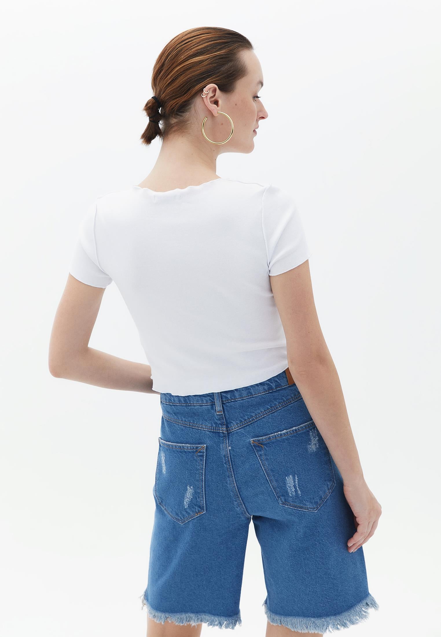 Square Neck Cropped Tank - WHITE
