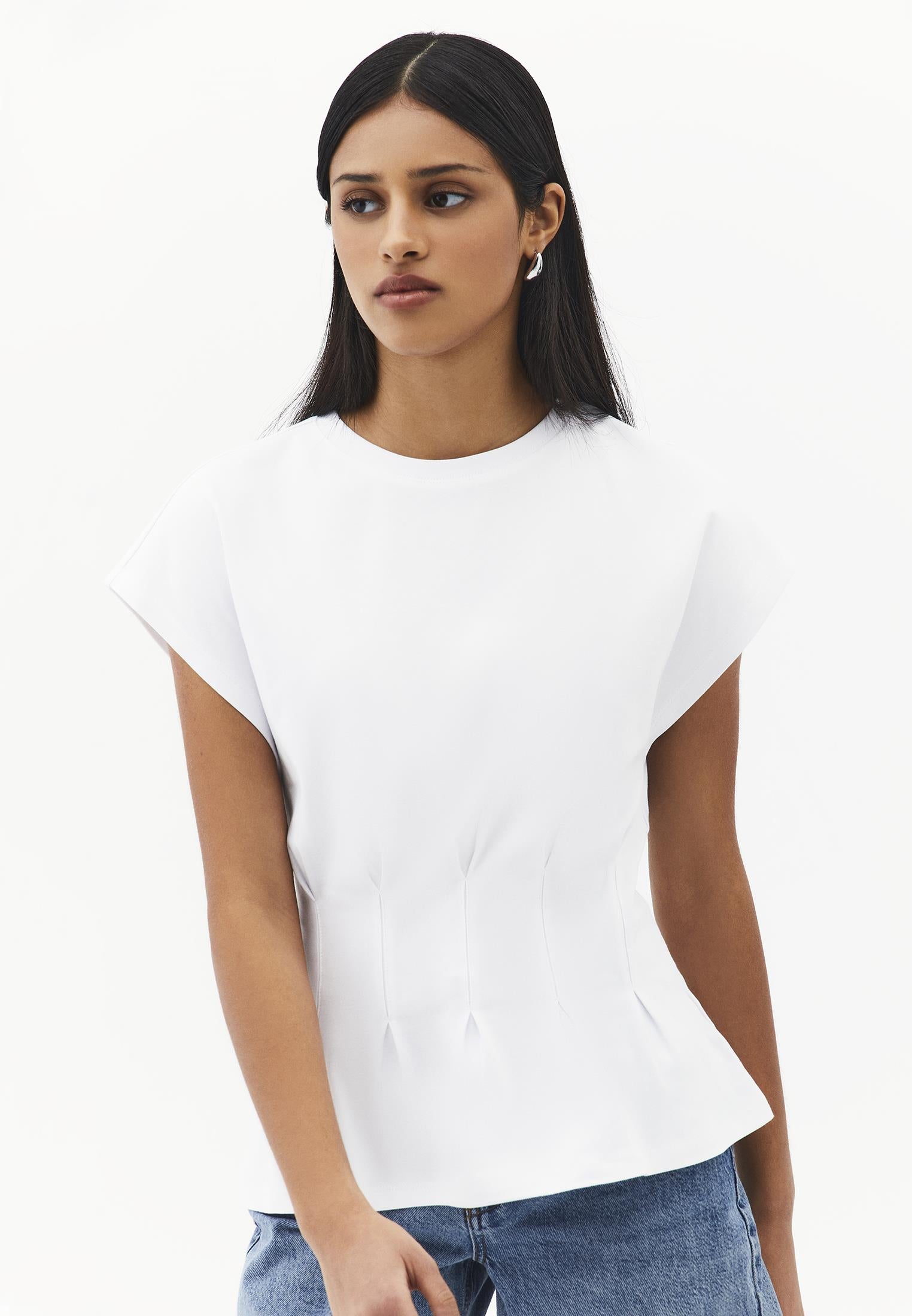 Crew Neck Short Sleeve Standard T-Shirt - WHITE