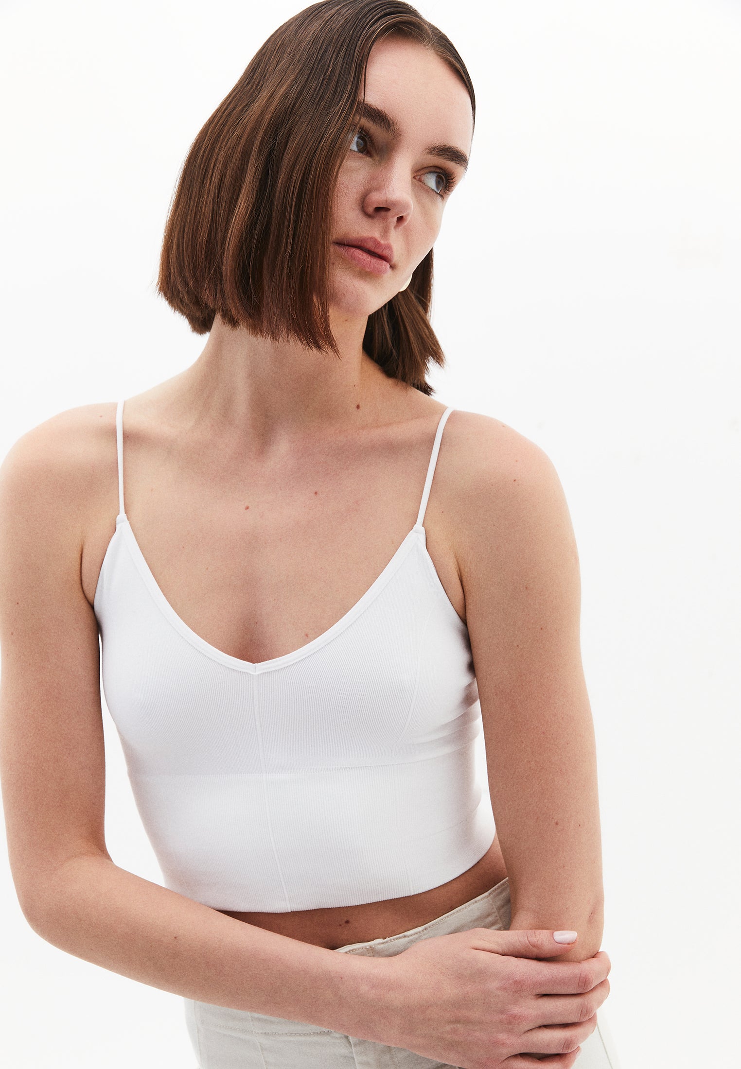 V Neck Tank Top - WHITE