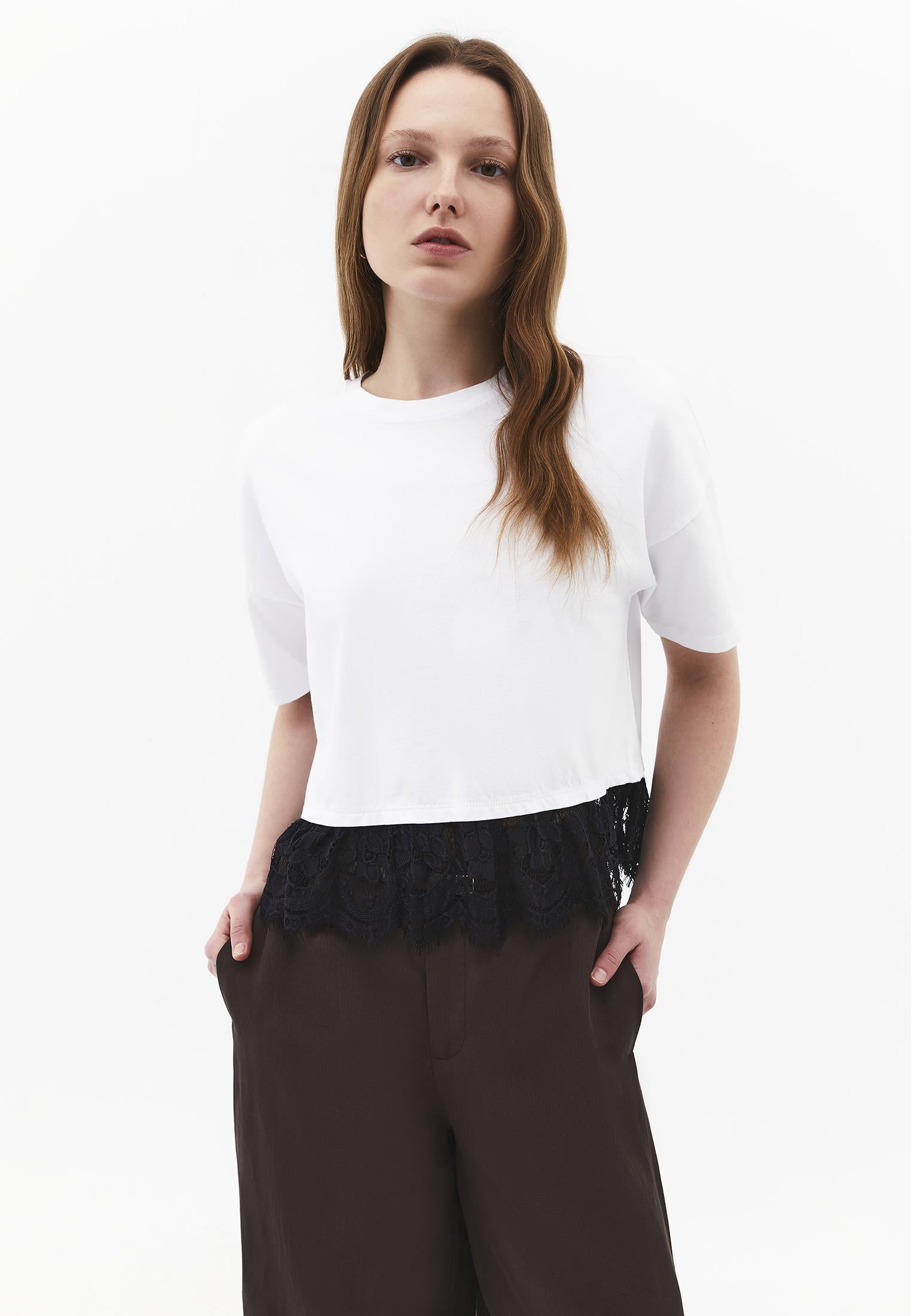 Loose Fit Crew Neck T-Shirt - WHITE