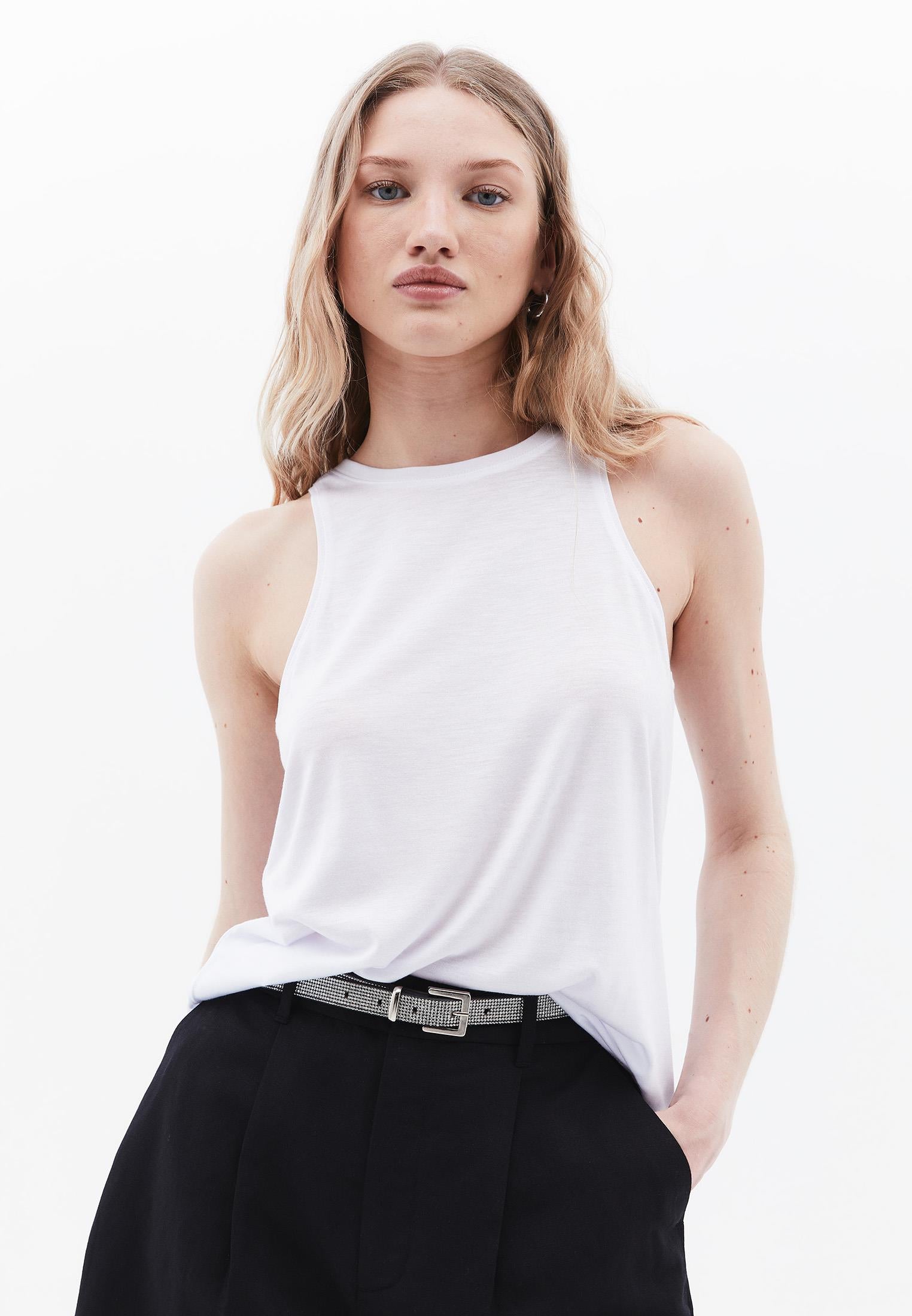 Loose Halter Neck Tank Top - WHITE
