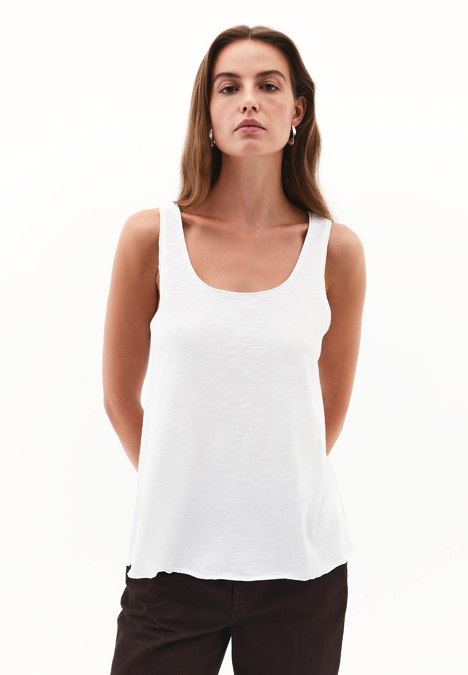 U Neck Sleeveless Tank Top - WHITE
