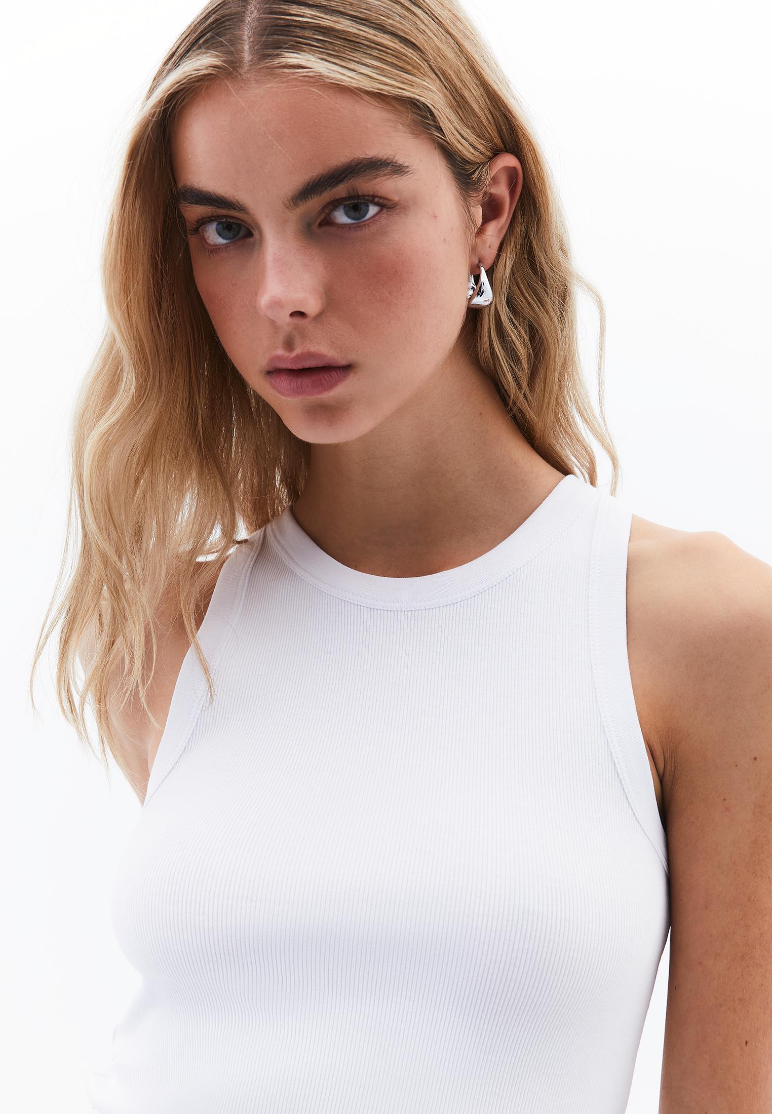 Crew Neck Tank Top - WHITE