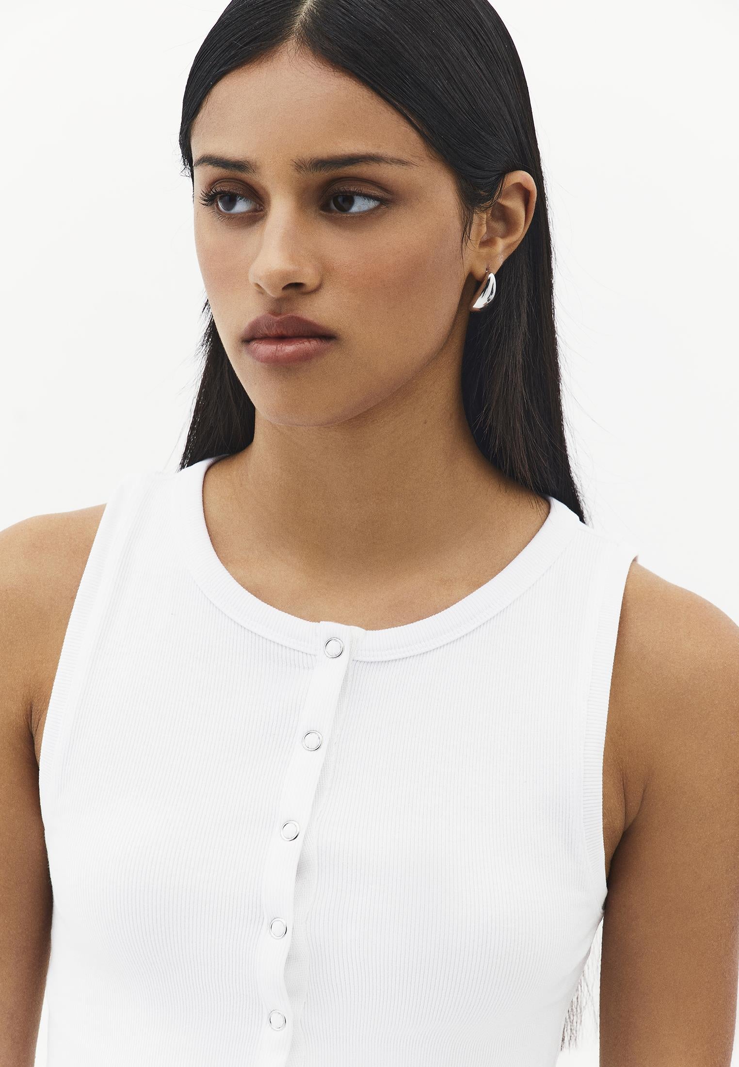 Sleeveless Crew Neck Tank Top - WHITE