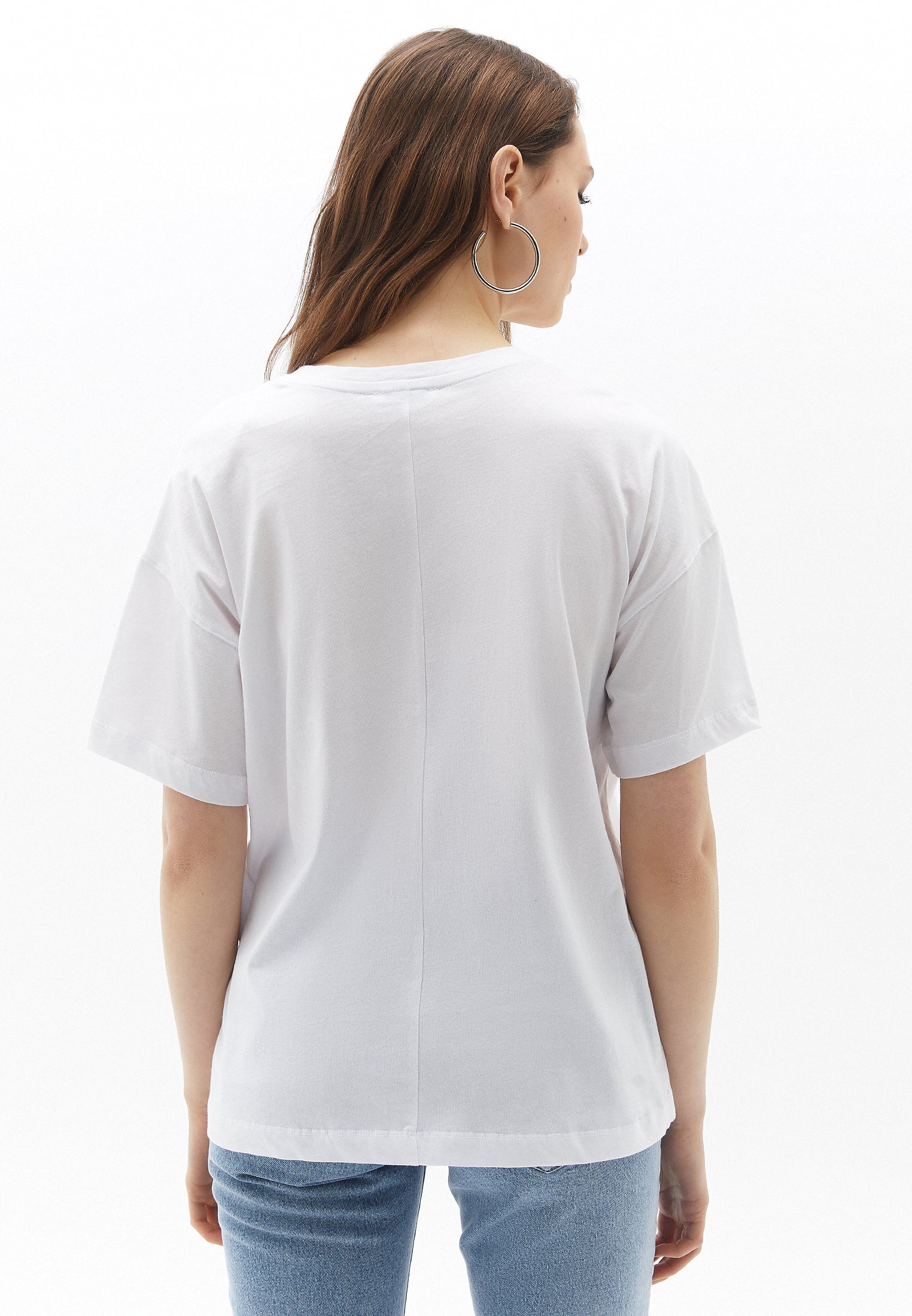 High Neck Oversize T-Shirt - WHITE