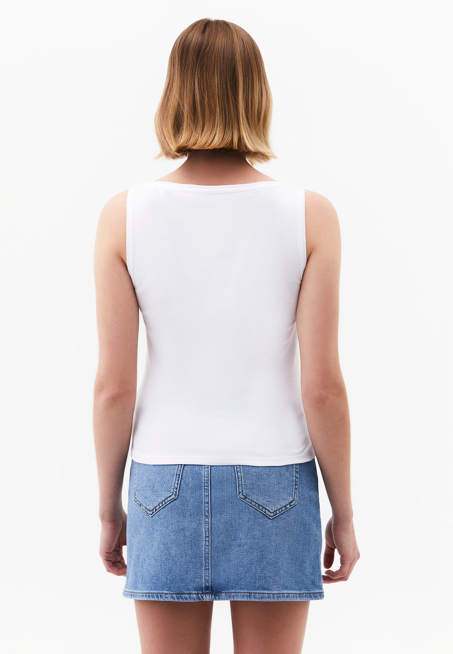 Boat Neck Tank Top - WHITE