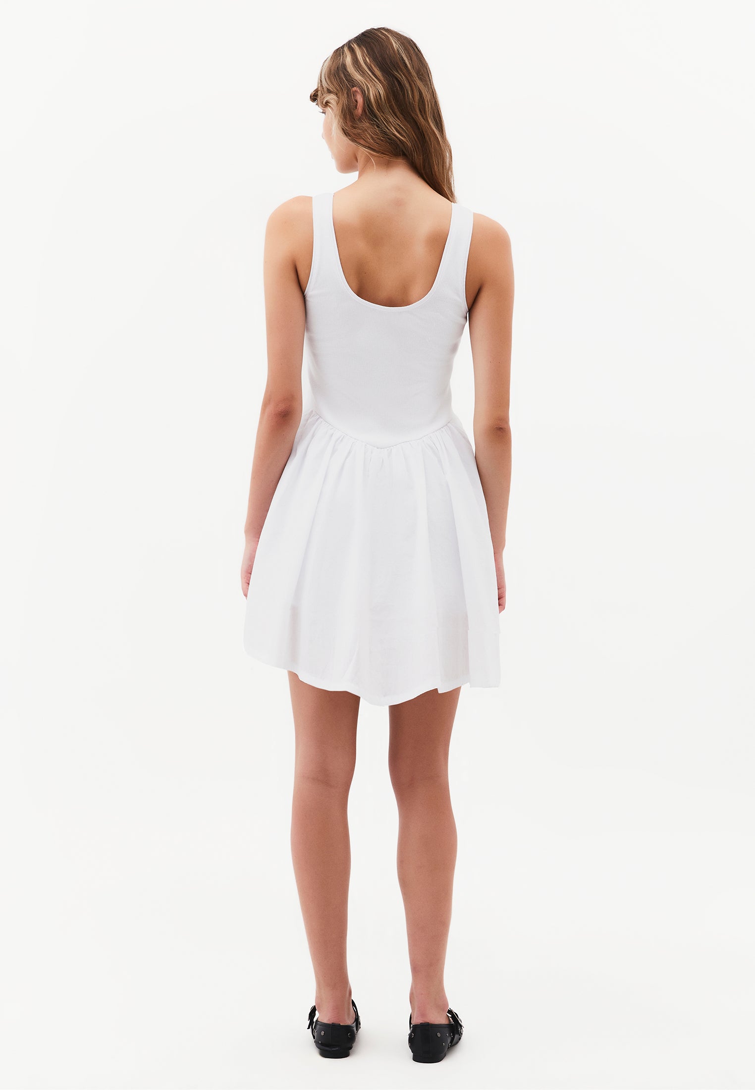 Ruched Sleeveless Short Dress - WHITE
