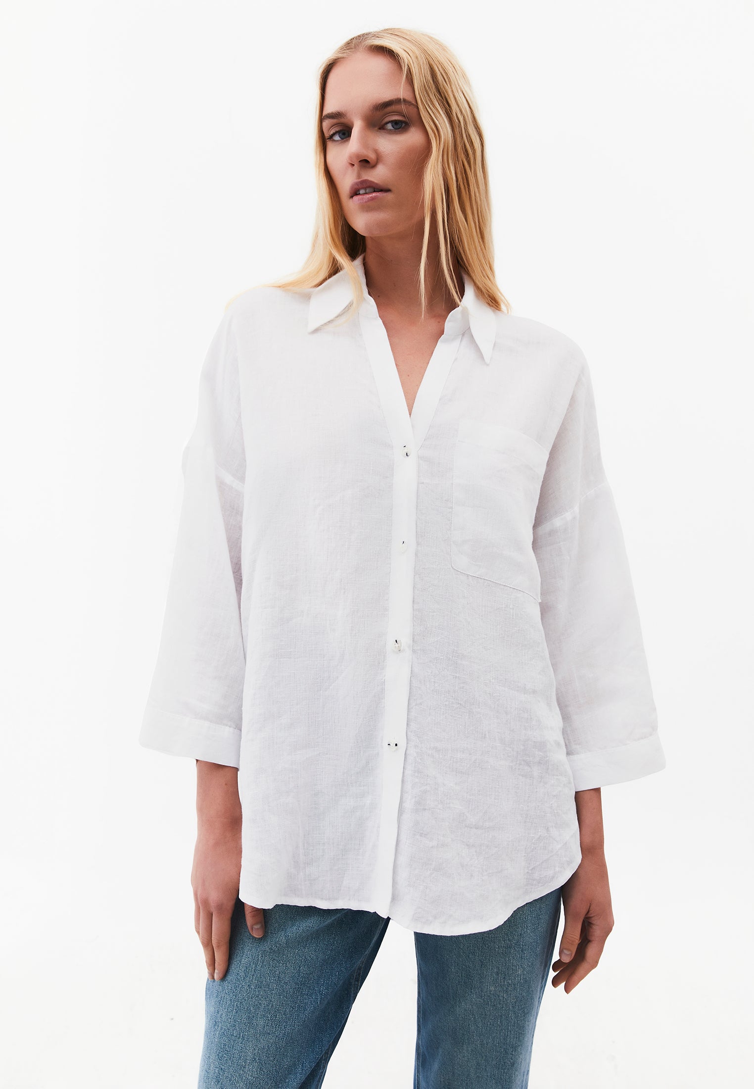 Shirt Collar Oversize Button Detailed Standard Shirt - WHITE