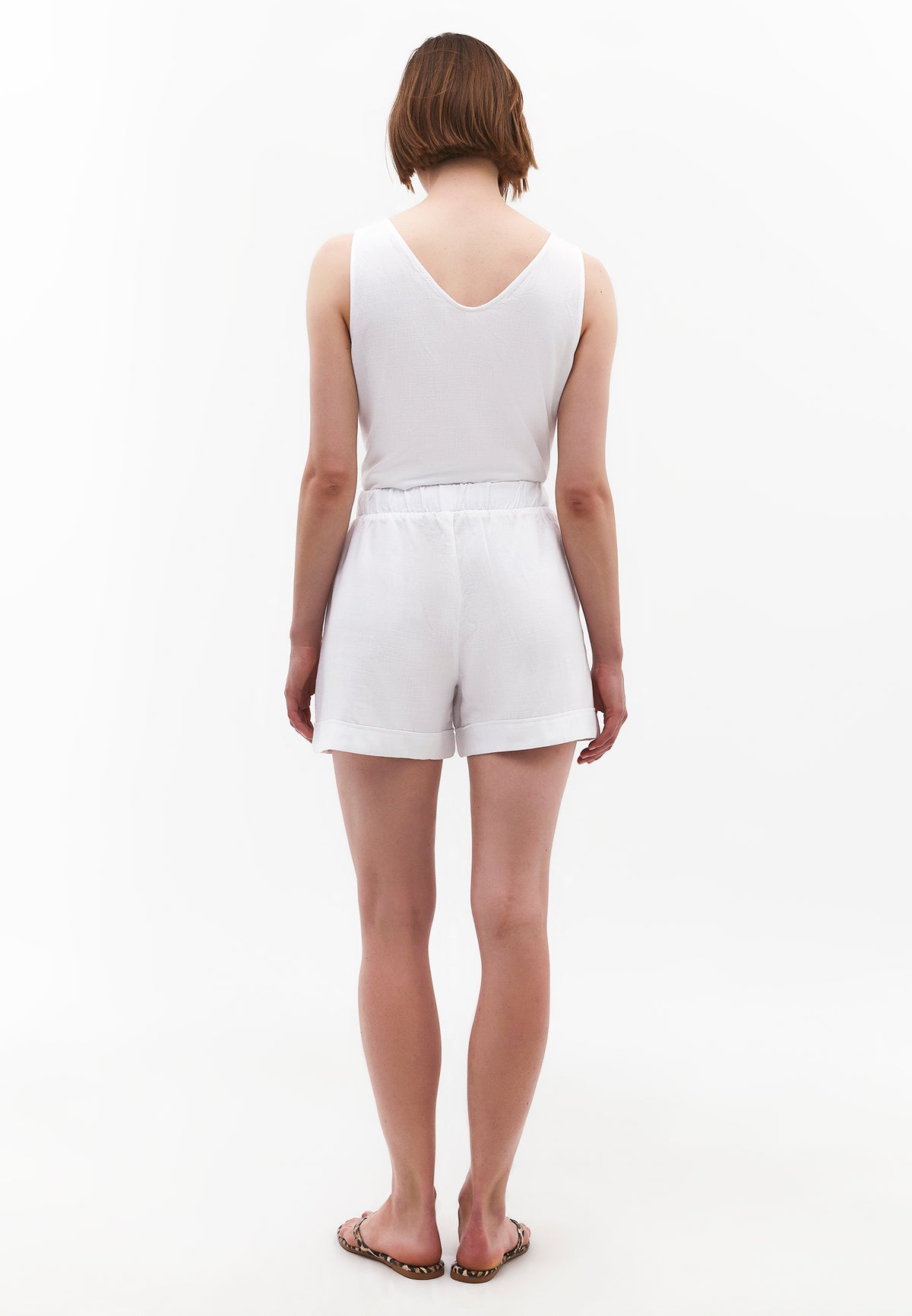 Elasticated Ultra High Waist Short - WHITE