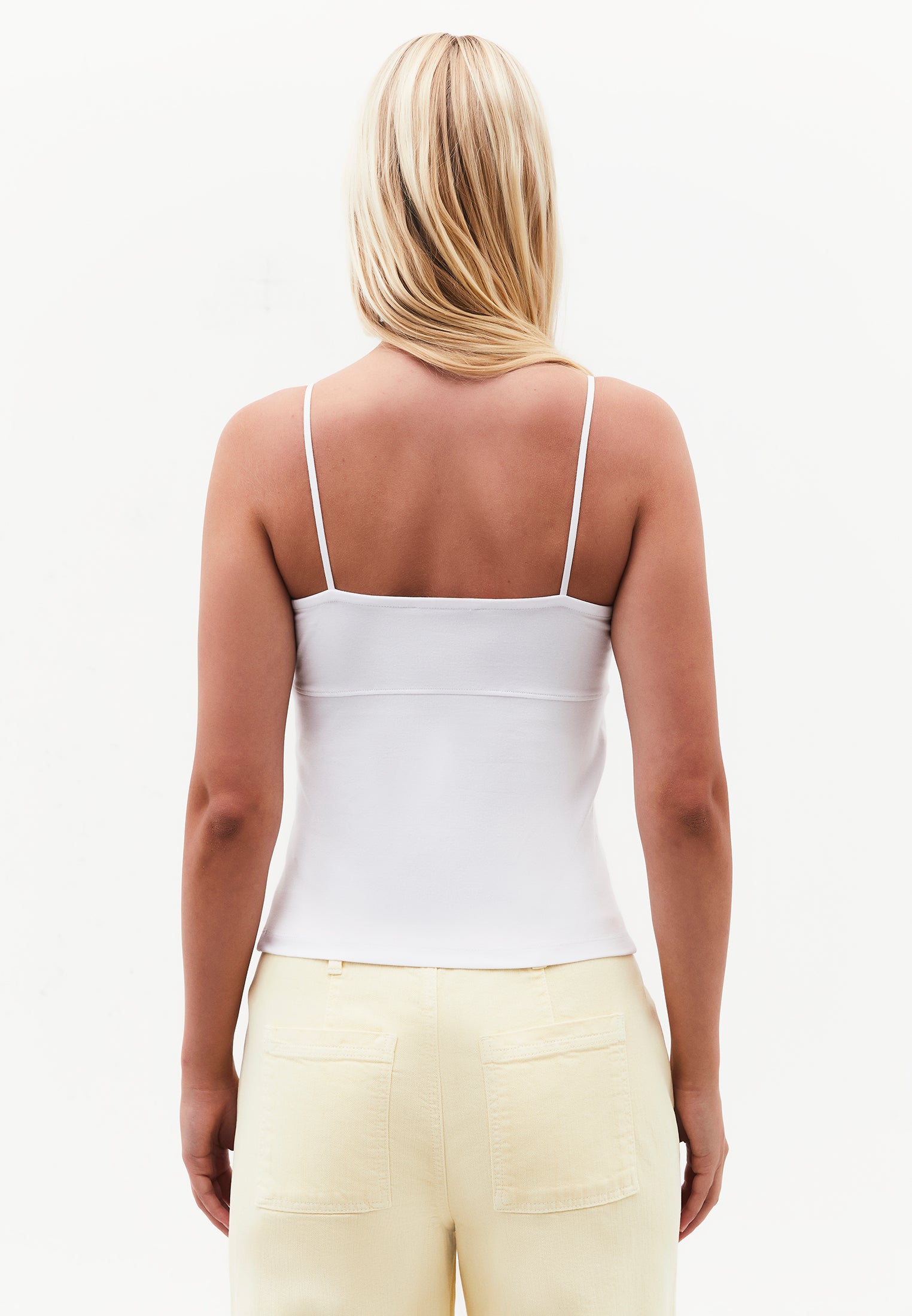 Sleeveless Top With Zipper Detail And Square Neckline - WHITE