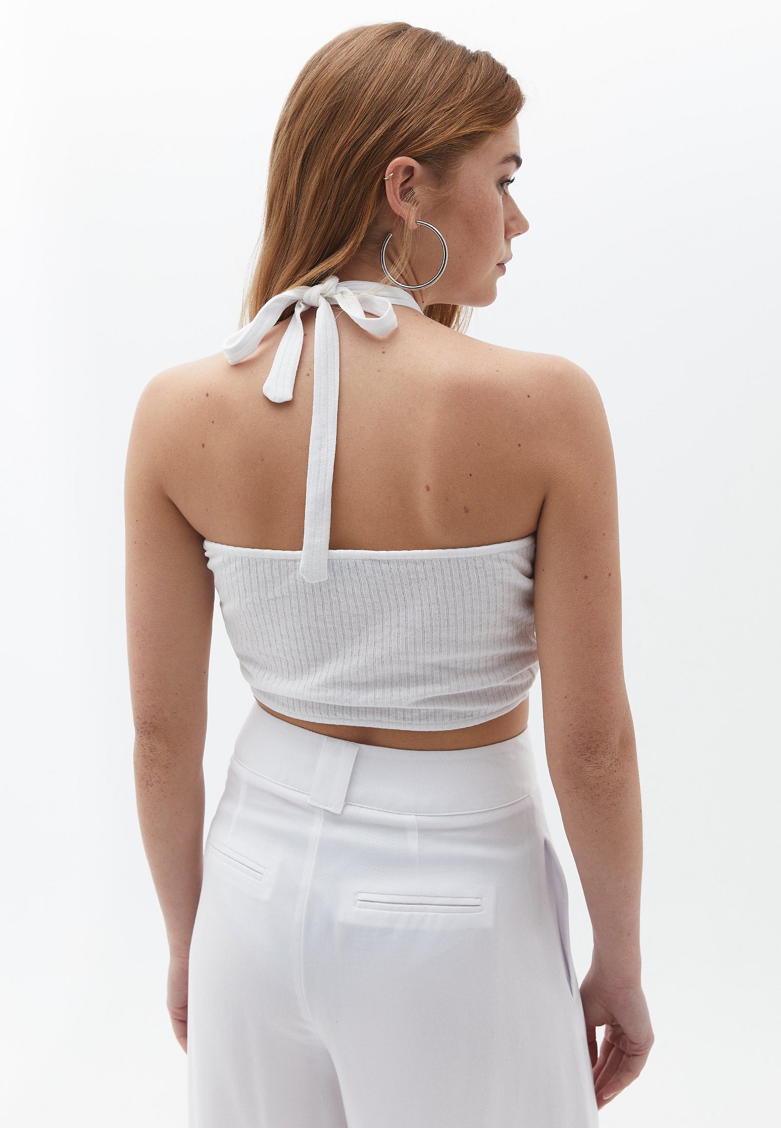 Tied Cropped Tank Top - WHITE