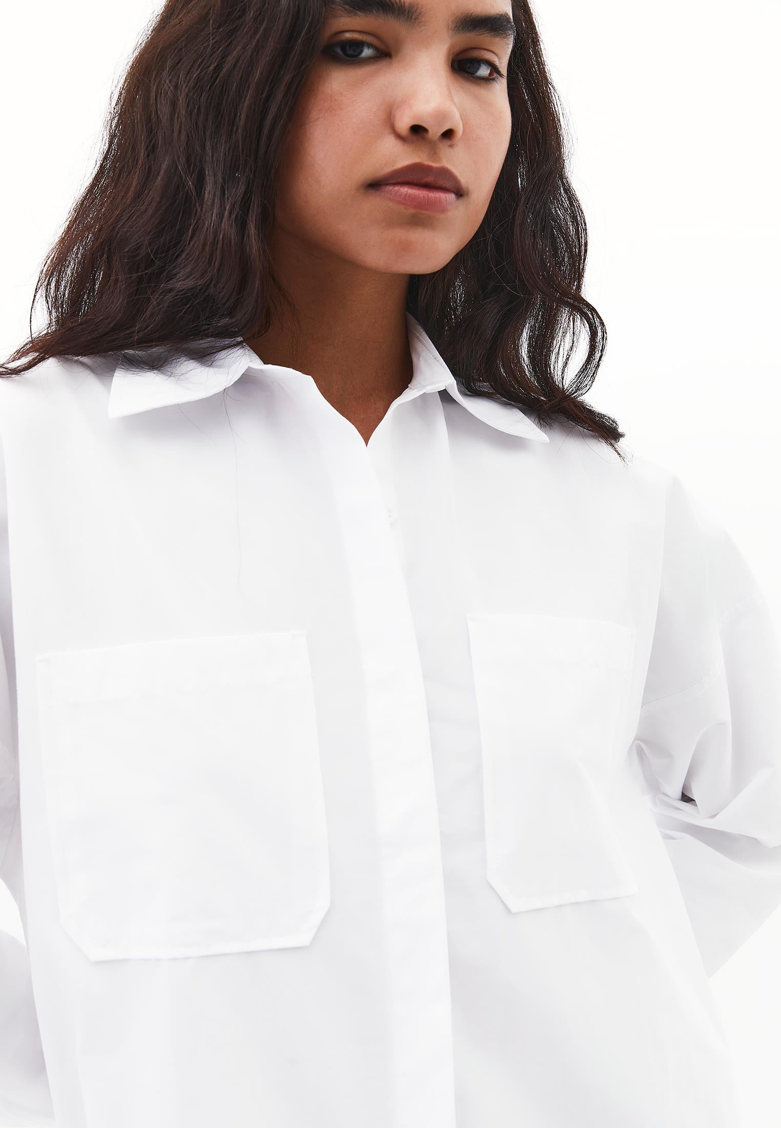 Button Detailed Tunic Shirt - WHITE
