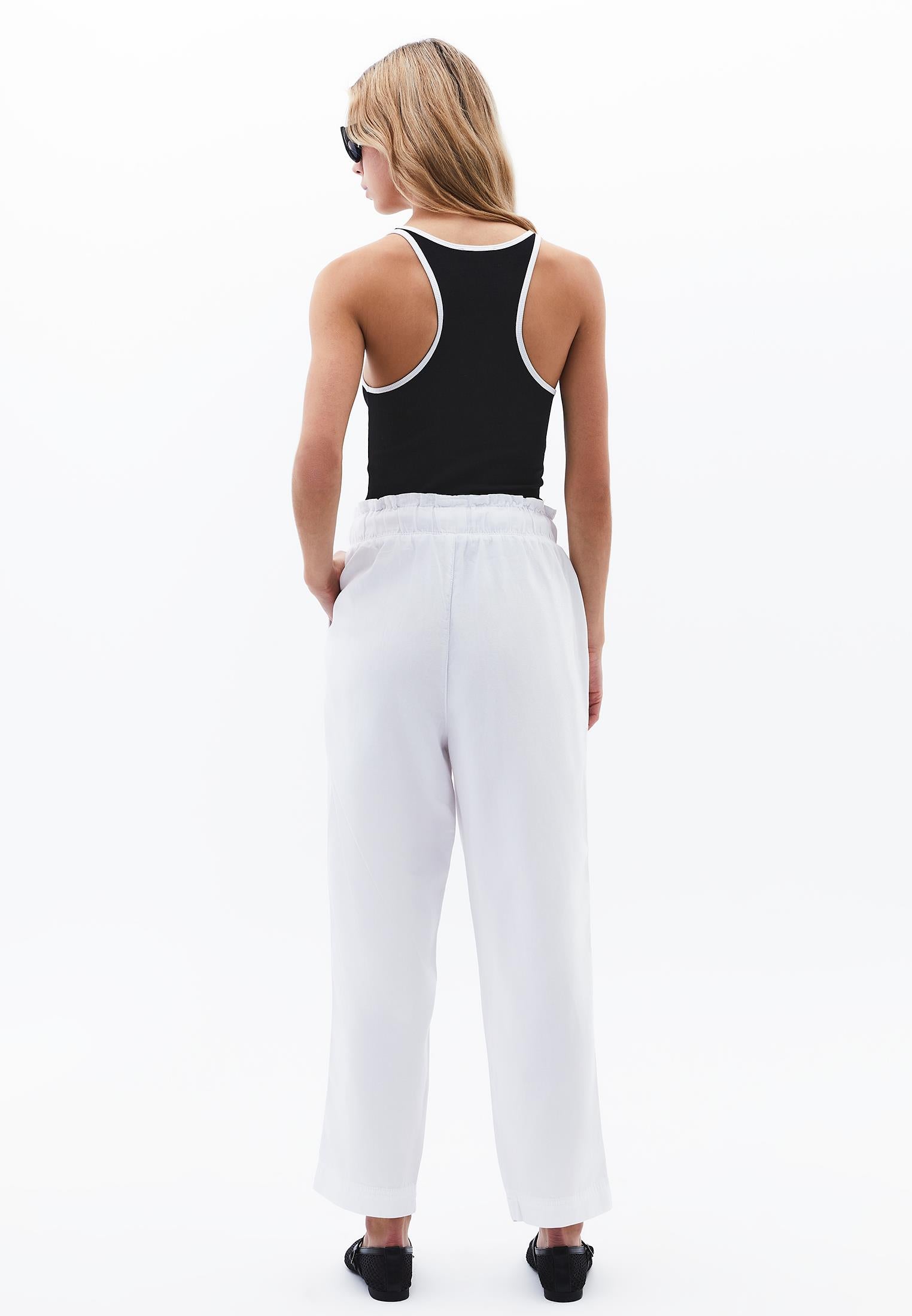 Pleated Tencel Baggy Pants - WHITE