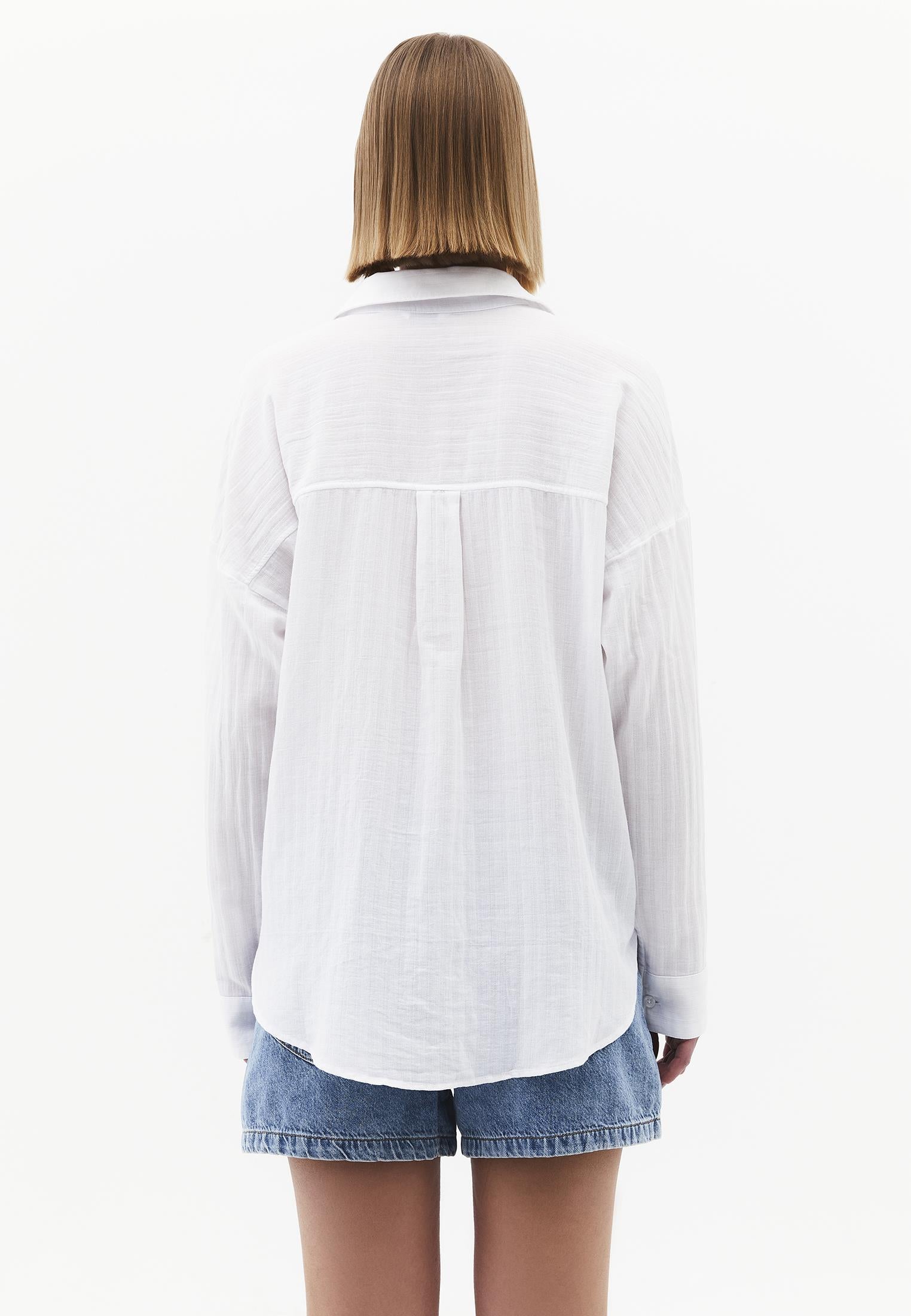 Oversize Shirt With Pocket Detail - WHITE