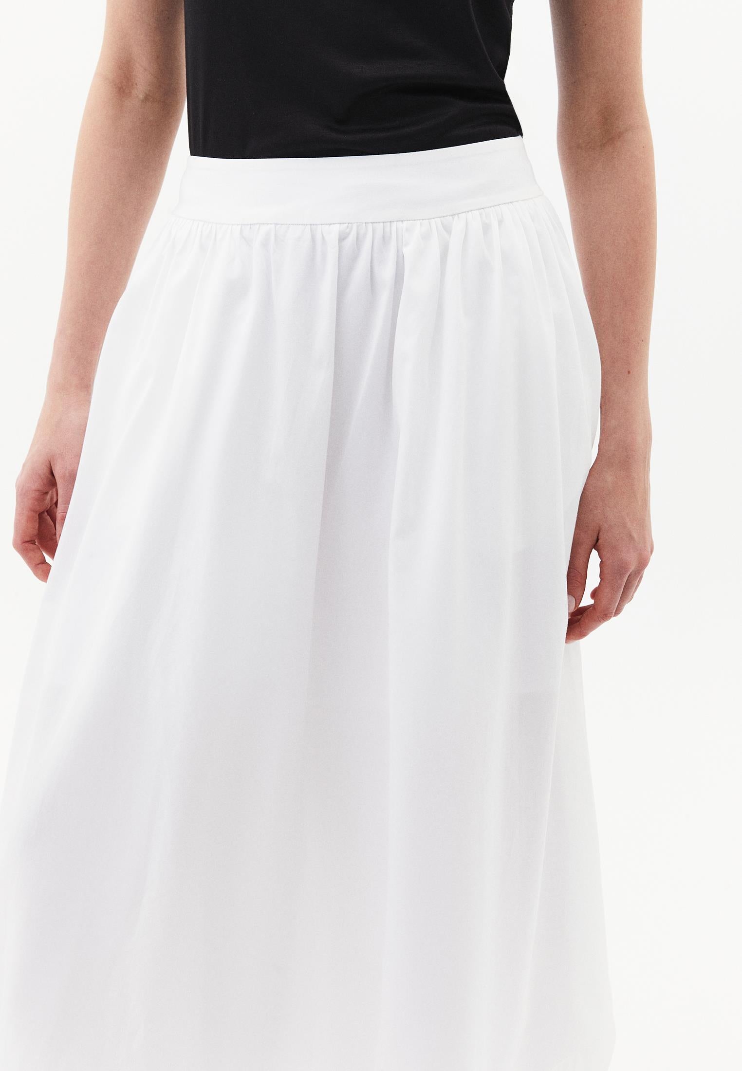 High Waist Long A-Line Skirt - WHITE