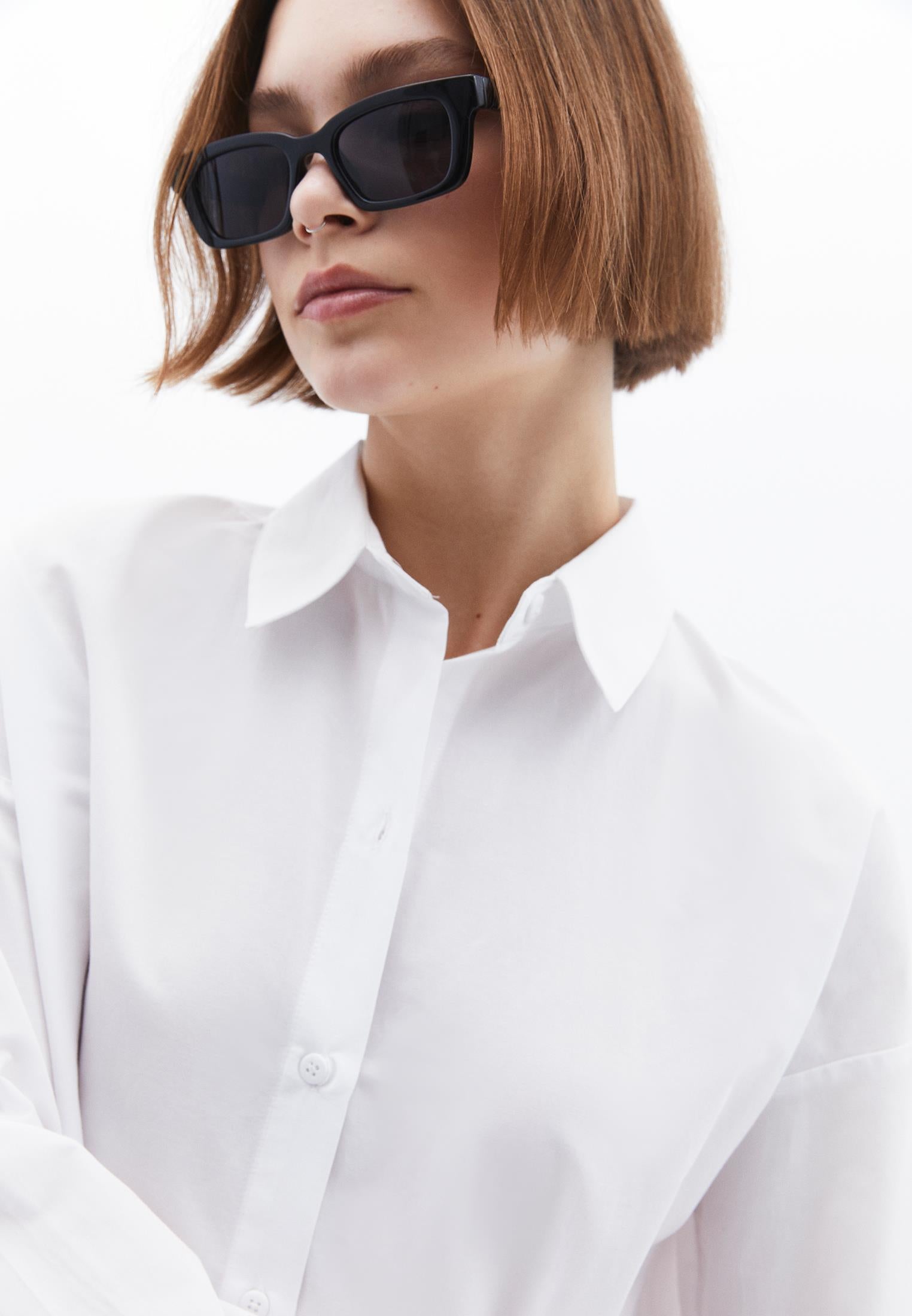 Shirt Collar Loose Woven Shirt - WHITE