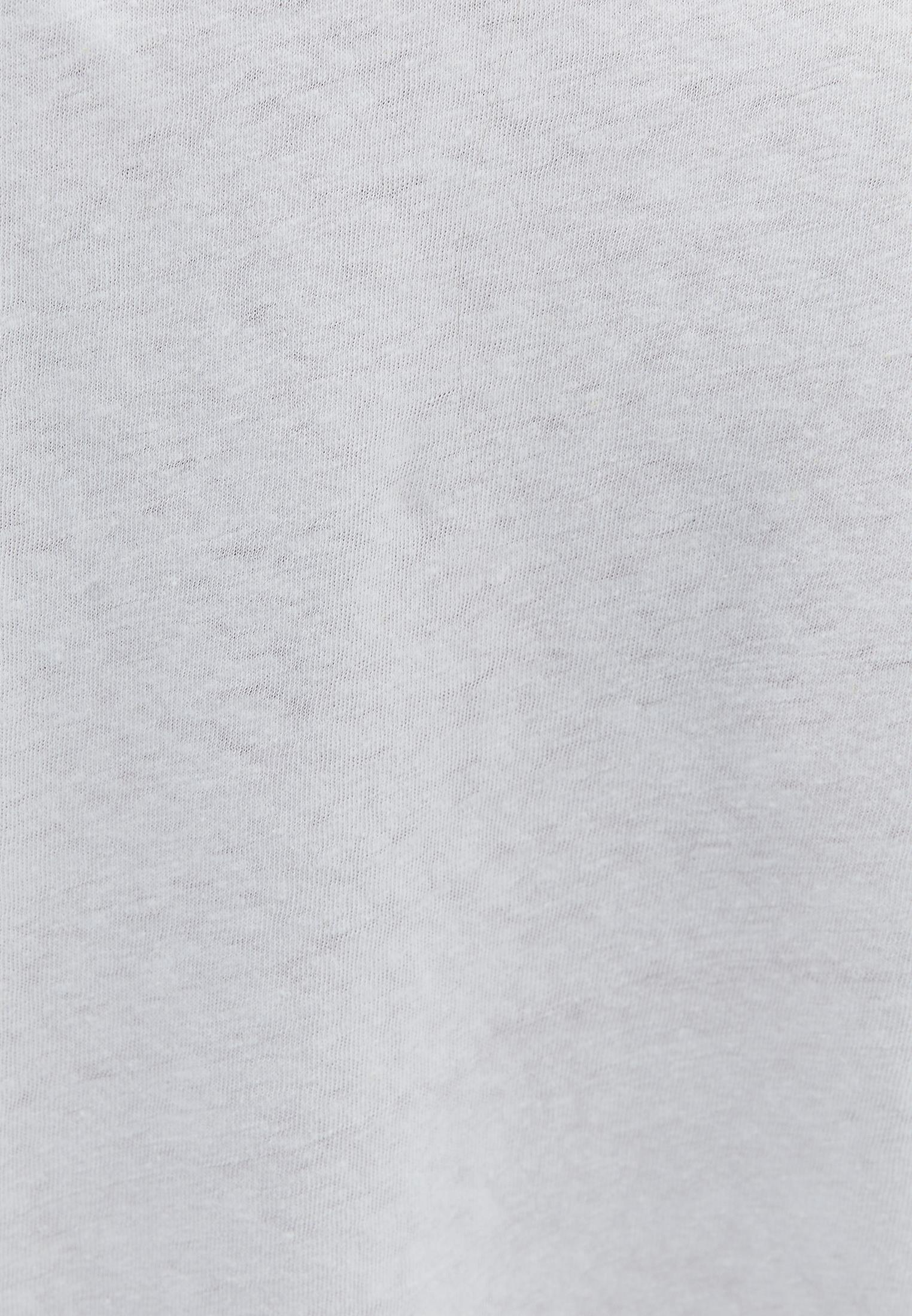 V Neck Linen T-Shirt - WHITE