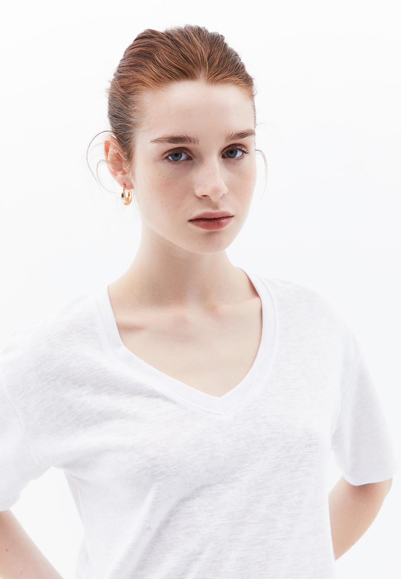 Oversize V Neck Short Sleeve T-Shirt - WHITE