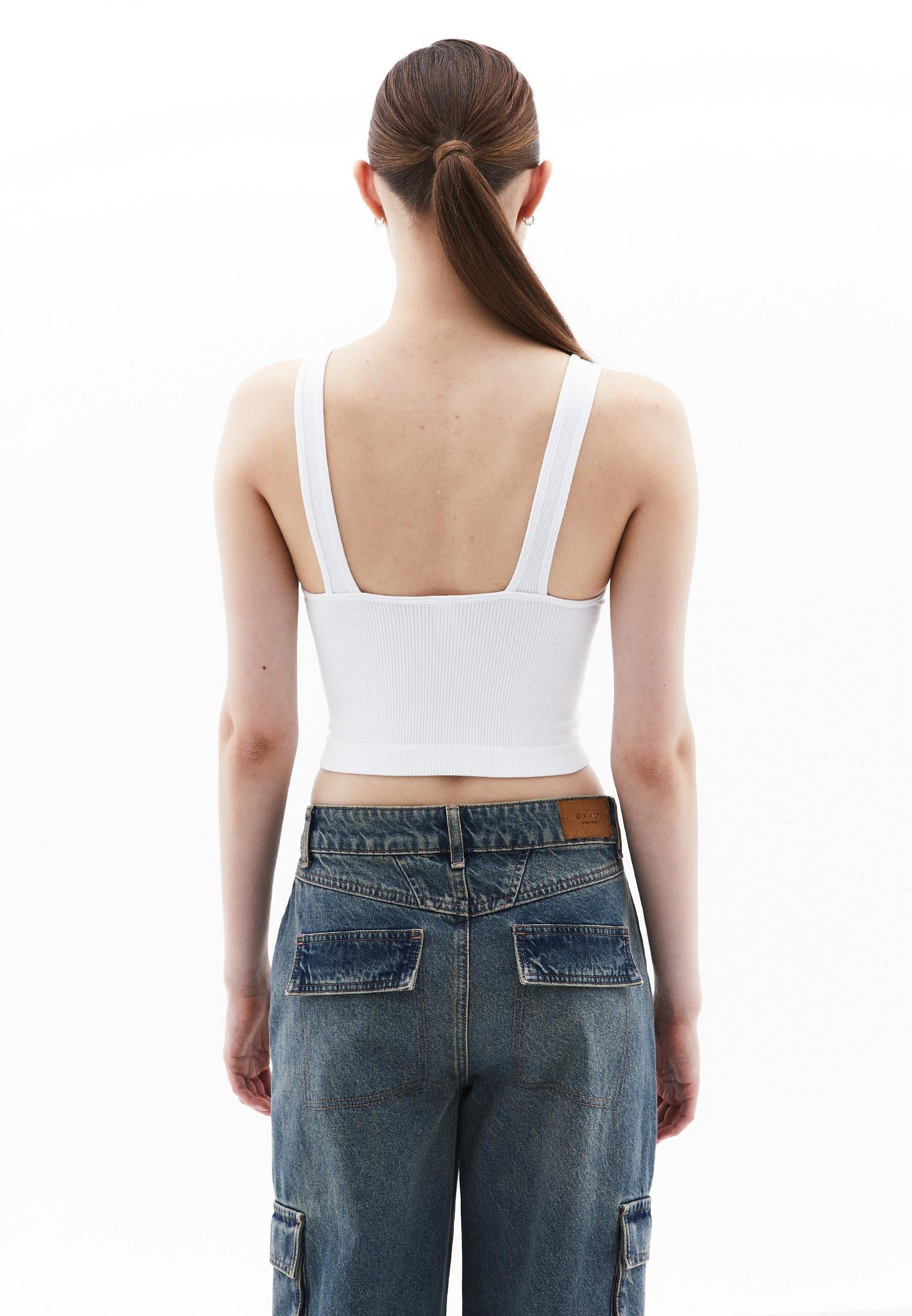 Seamless V Neck Undershirt - WHITE