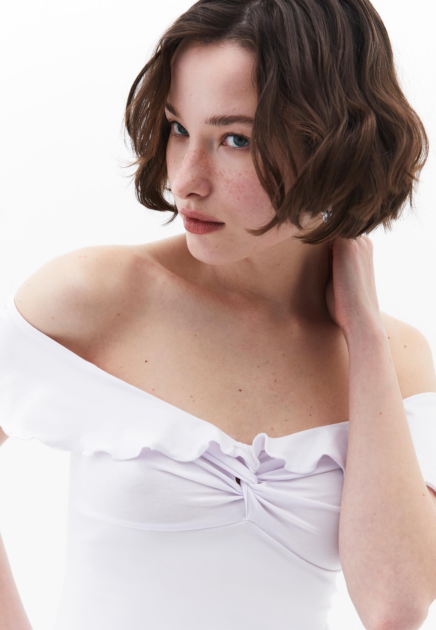 Off Shoulder Modal Blouse - WHITE