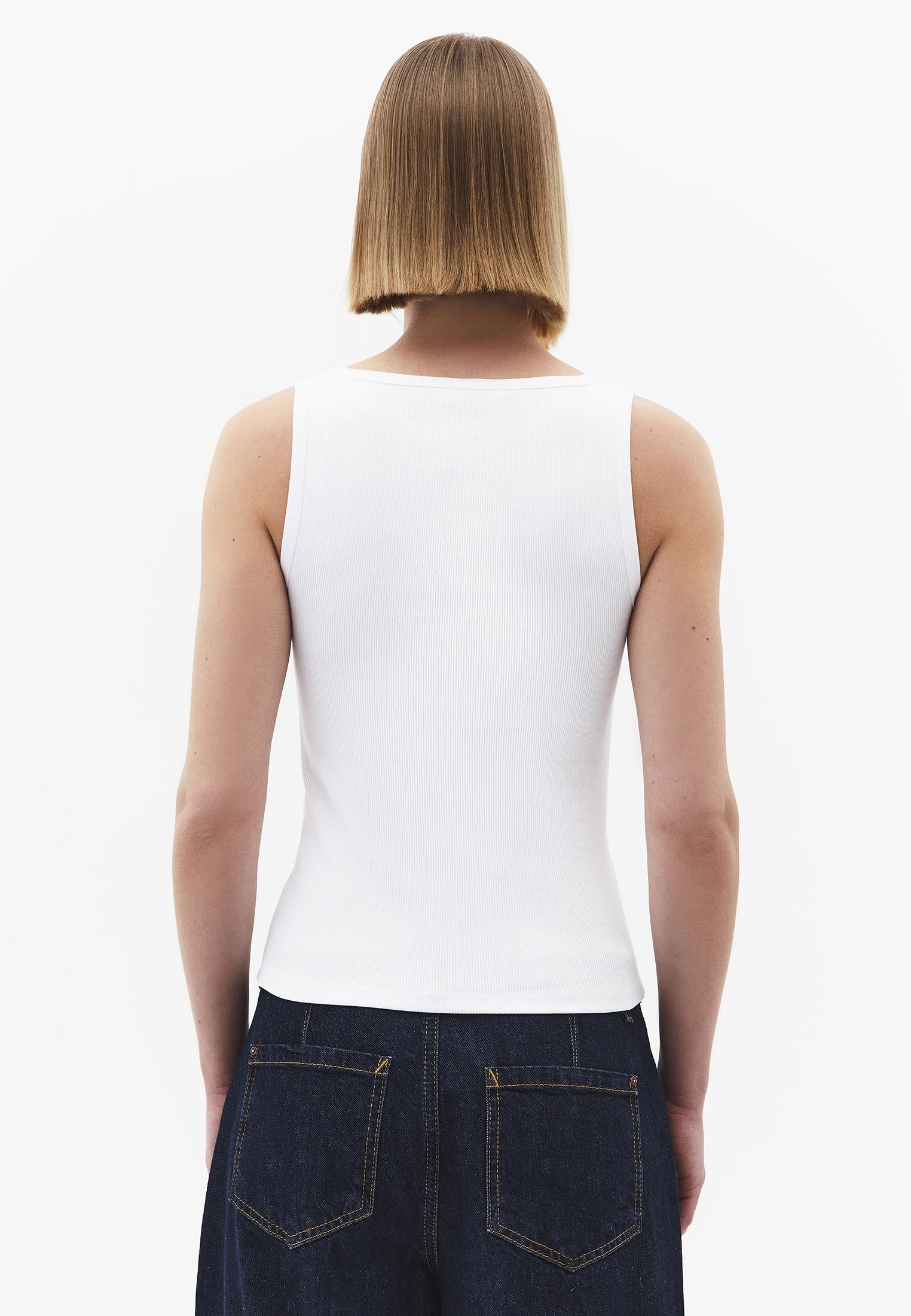 Square Neck Sleeveless Women's Tank Top - WHITE