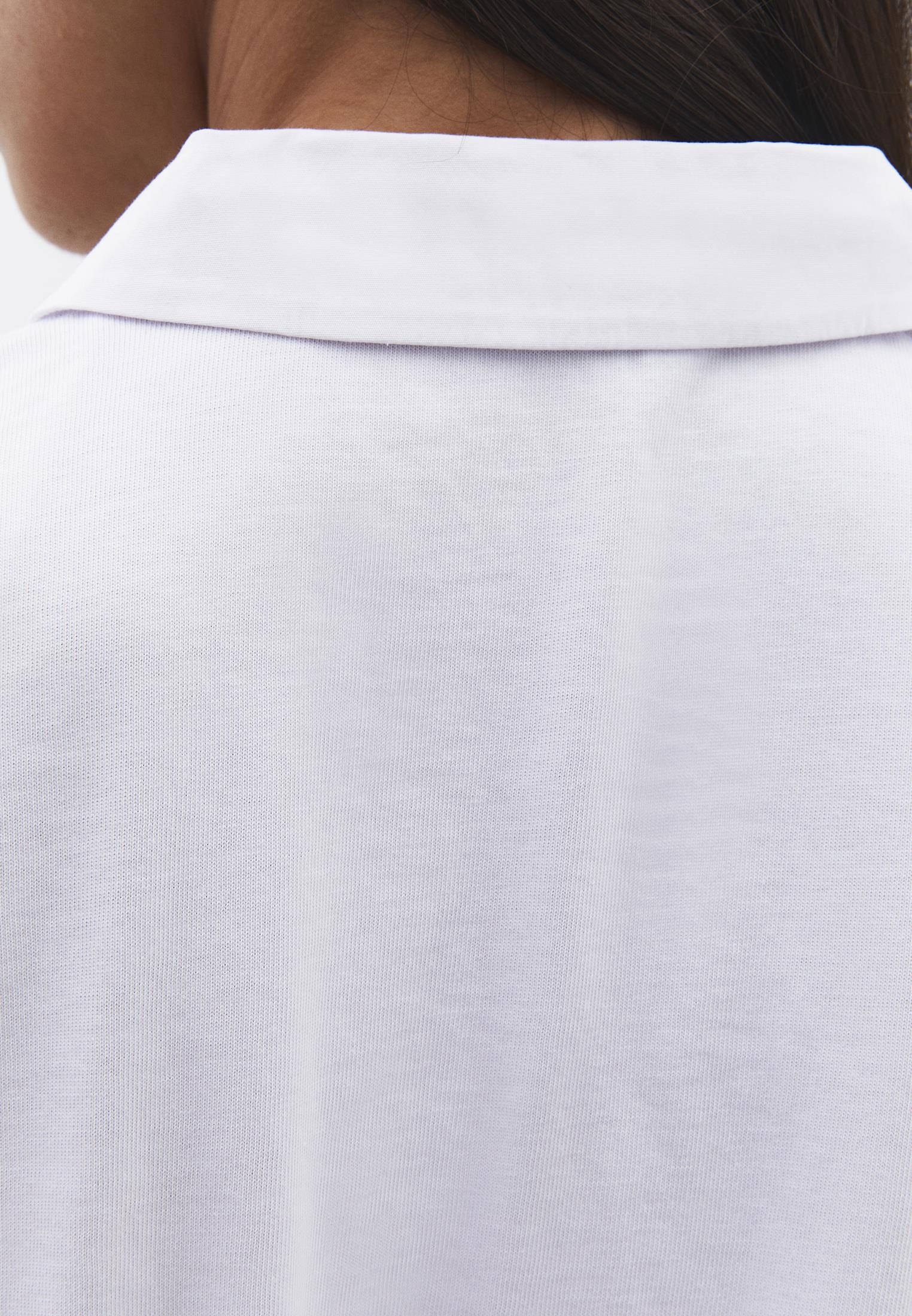 Button Detailed Polo Neck T-Shirt - WHITE