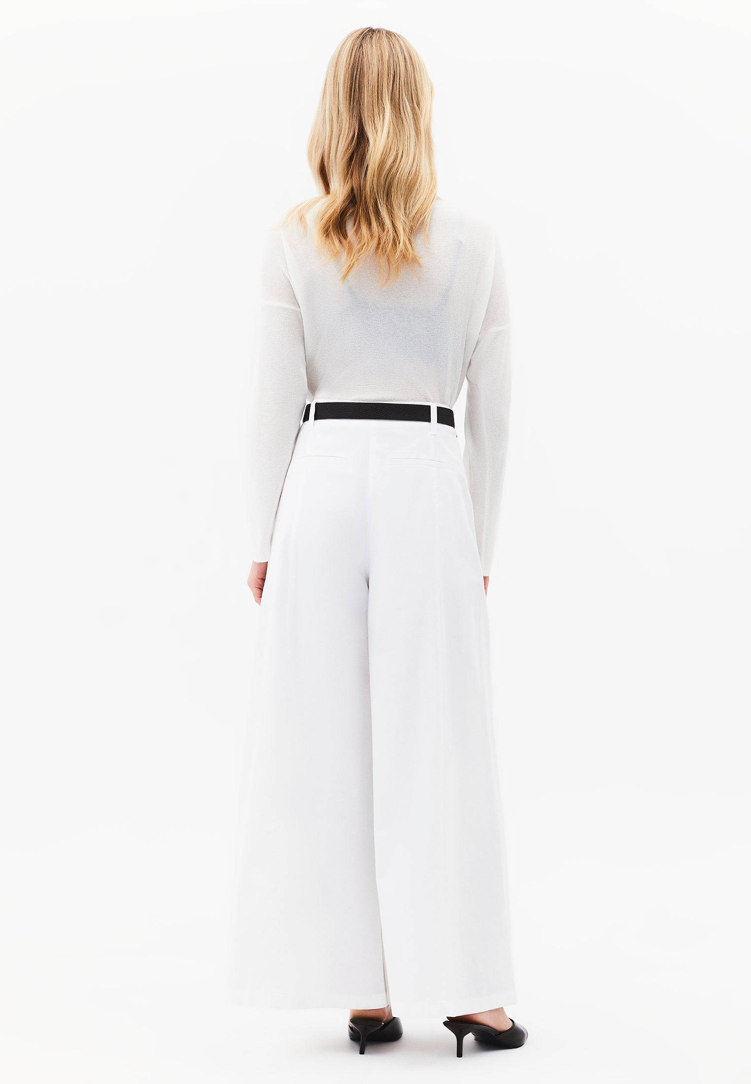 Summer Wide Leg Pants With Belt Detail - WHITE