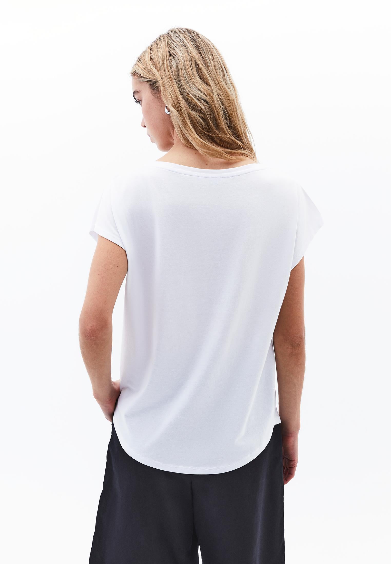 Boat Neck Loose Fit T-Shirt - WHITE