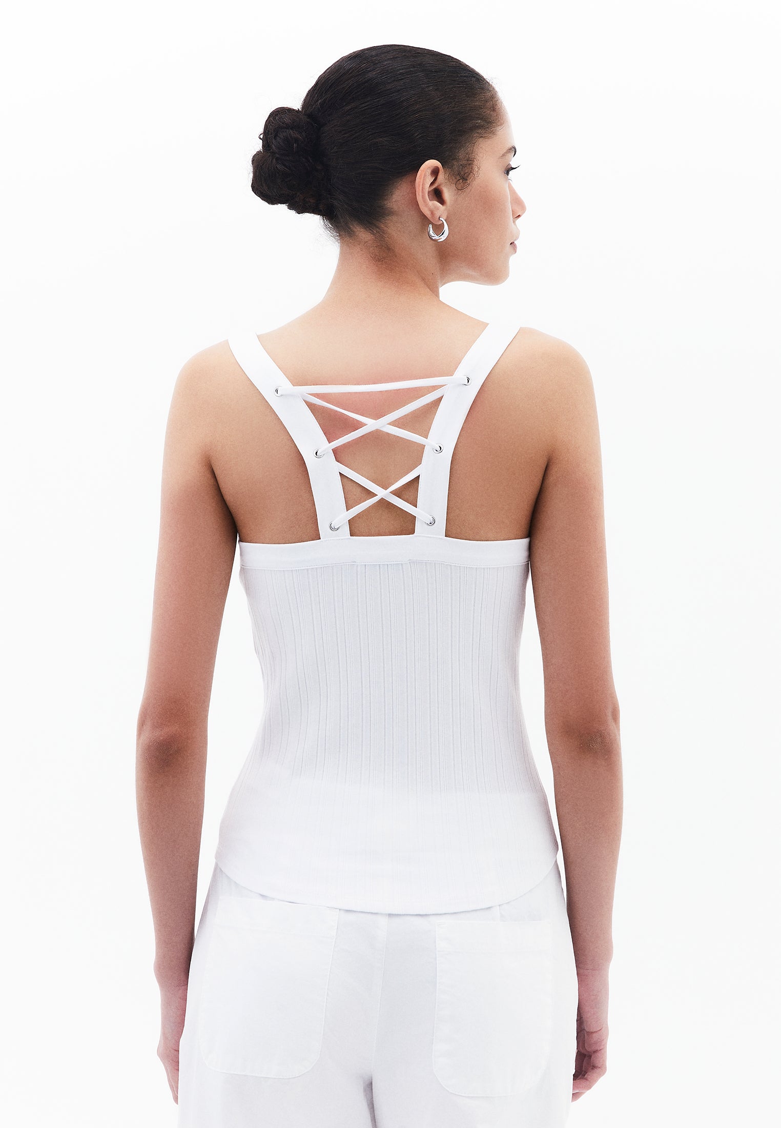 Wide Neck Tank Top - WHITE
