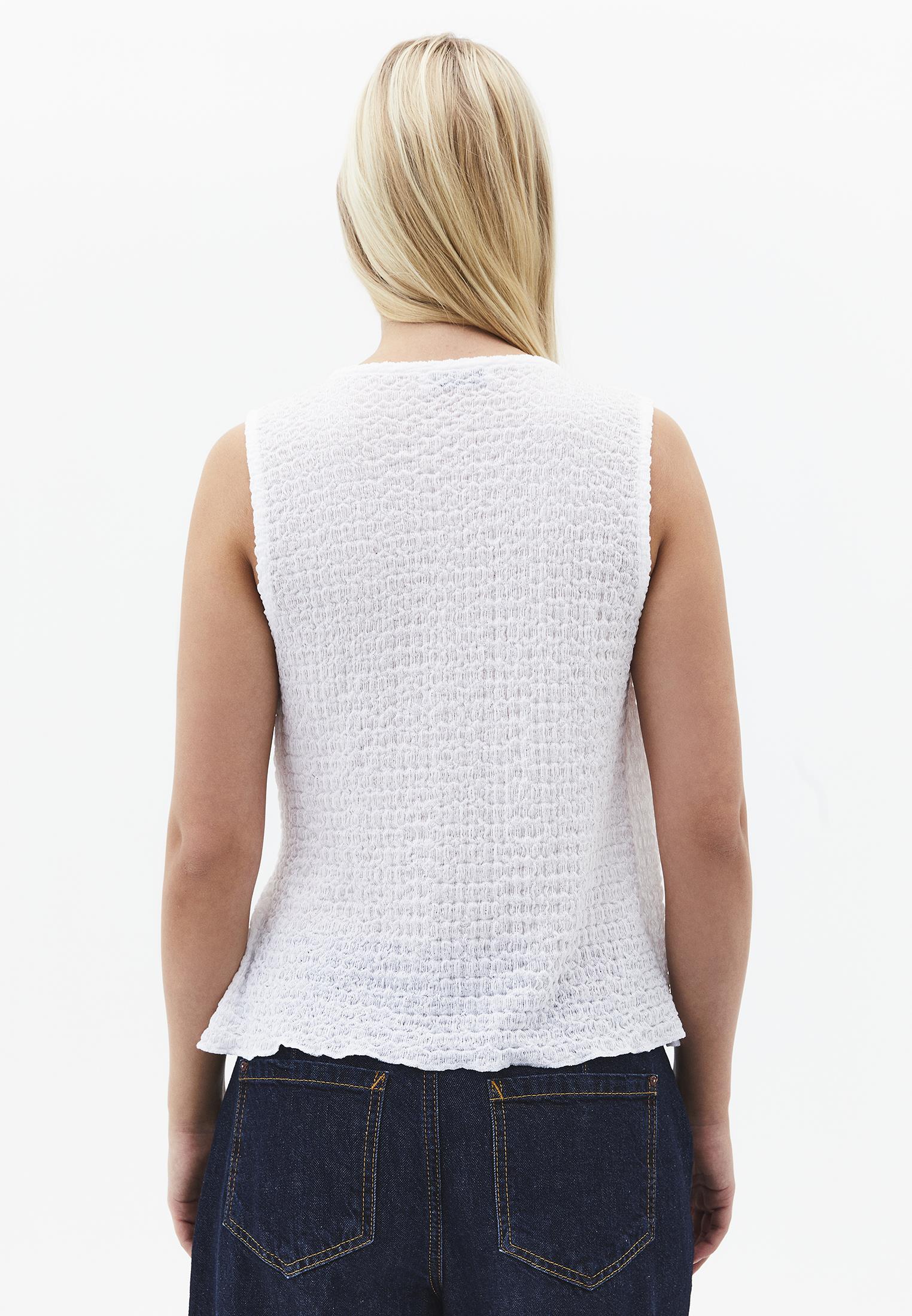 V Neck Blouse Without Sleeve Detail - WHITE