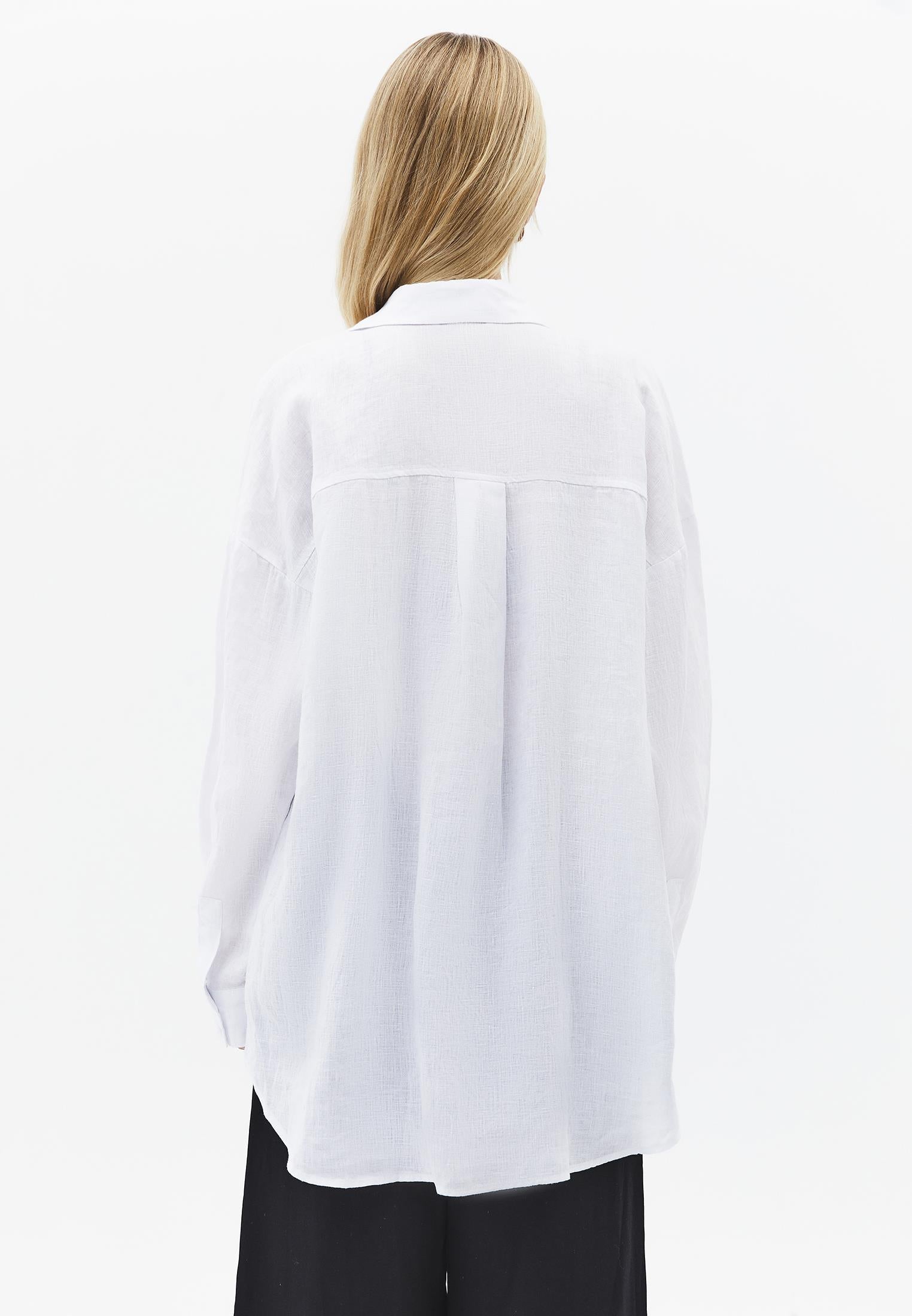 Oversize Shirt Collar Long Shirt - WHITE