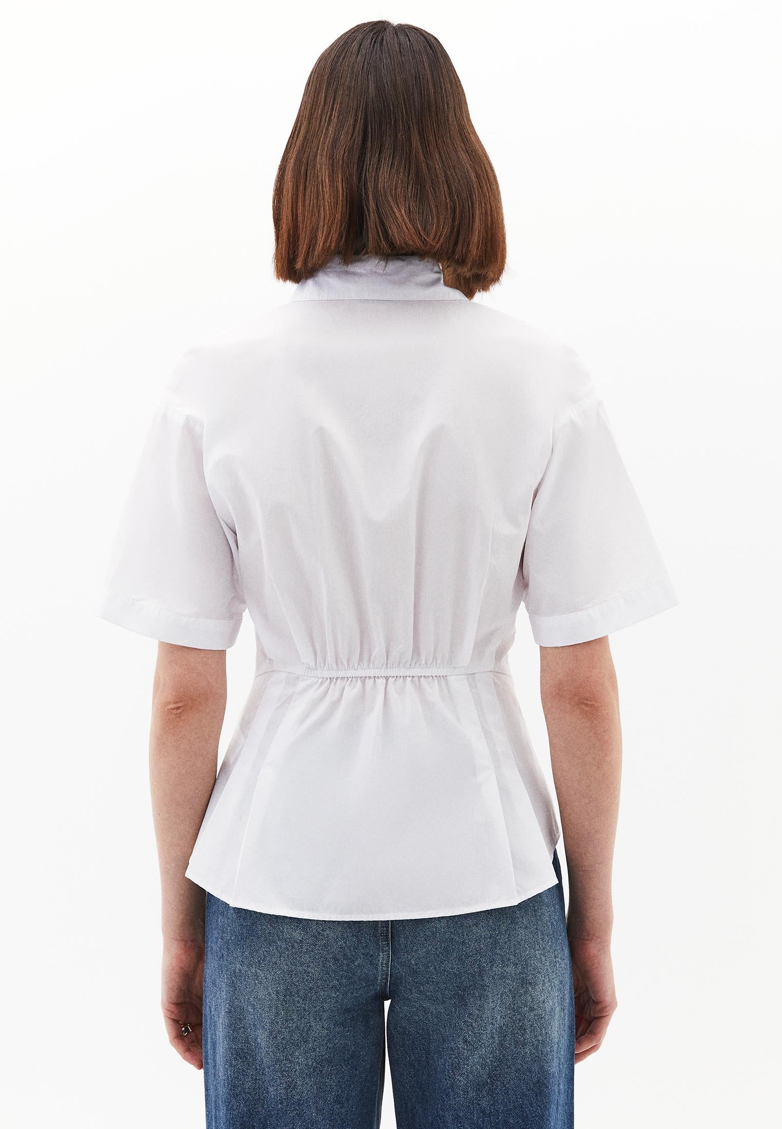 Pleated Cotton Shirt - WHITE