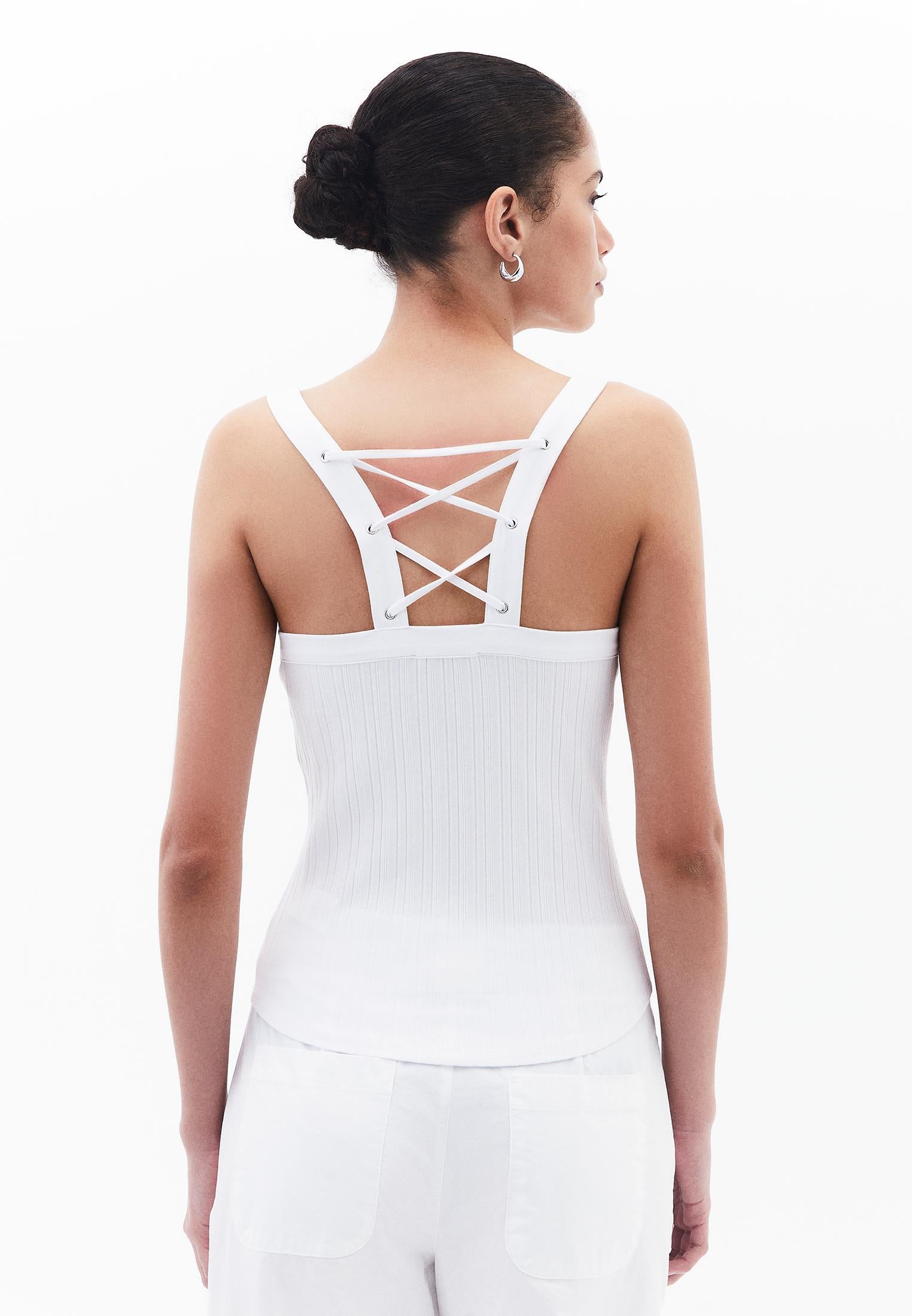 Wide Neck Tank Top - WHITE