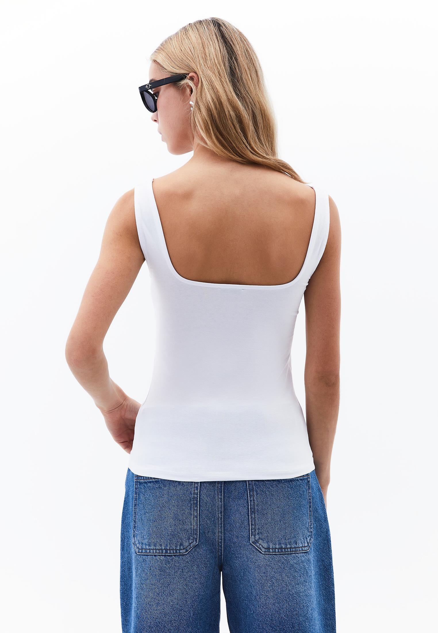 Square Neck Tank Top - WHITE