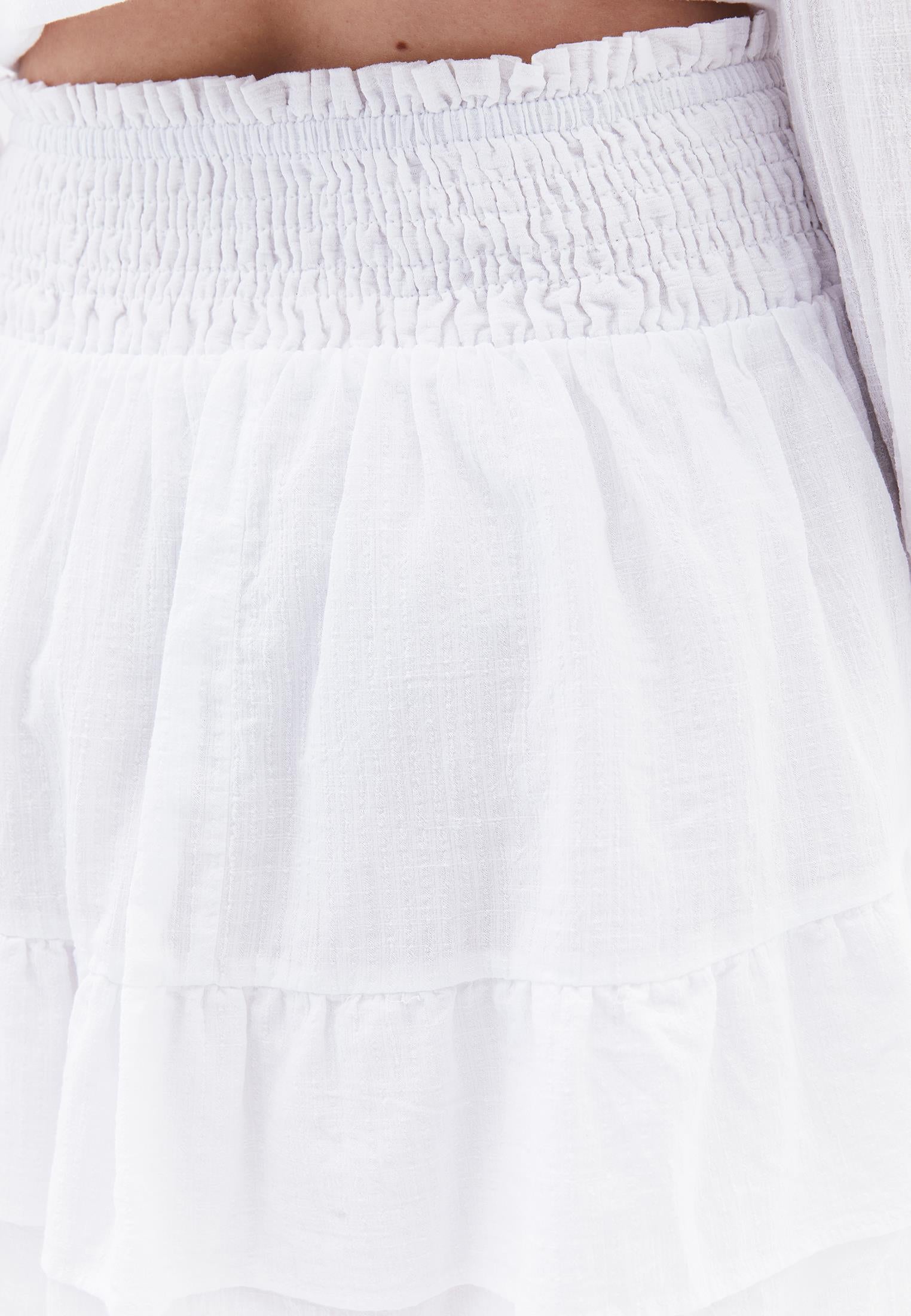 Ruffled Short Skirt - WHITE