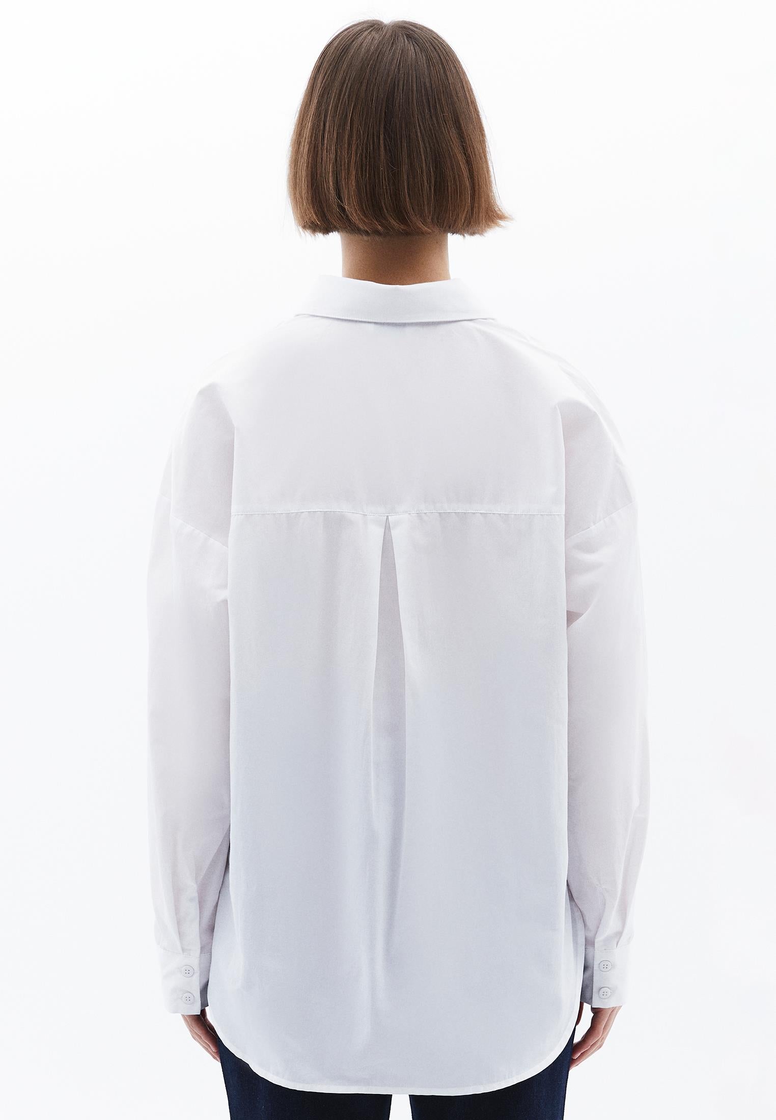Shirt Collar Loose Woven Shirt - WHITE