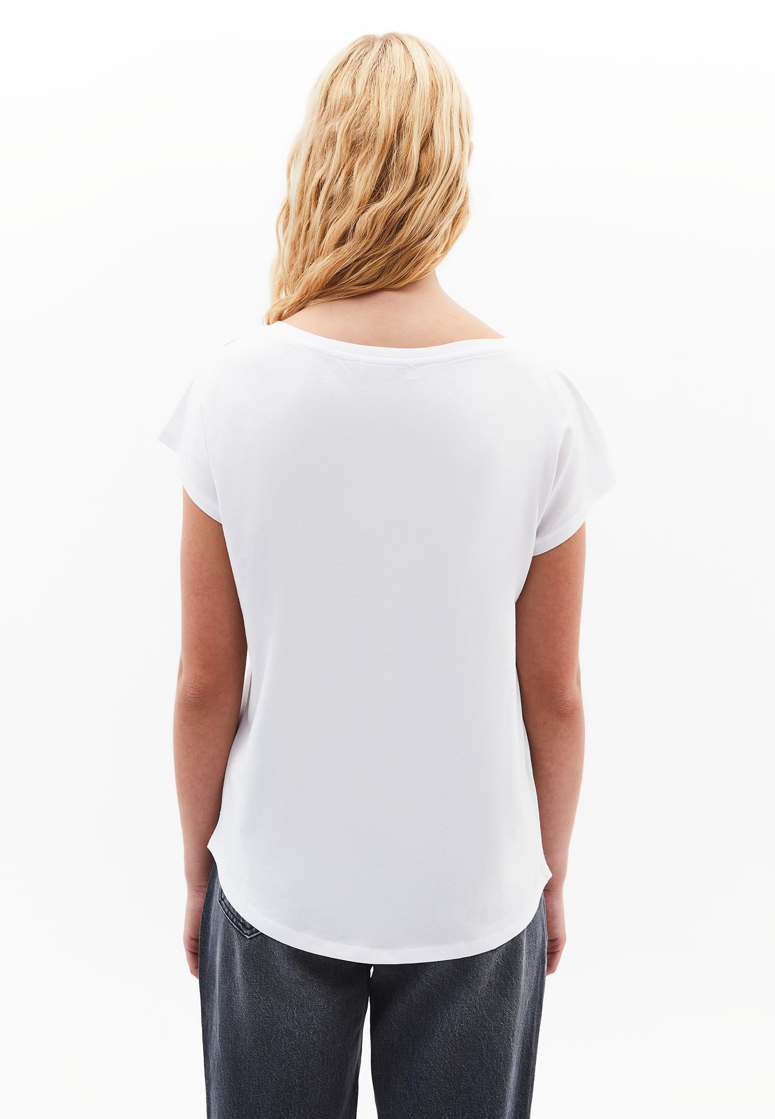 Boat Neck Short Sleeve T-Shirt - WHITE