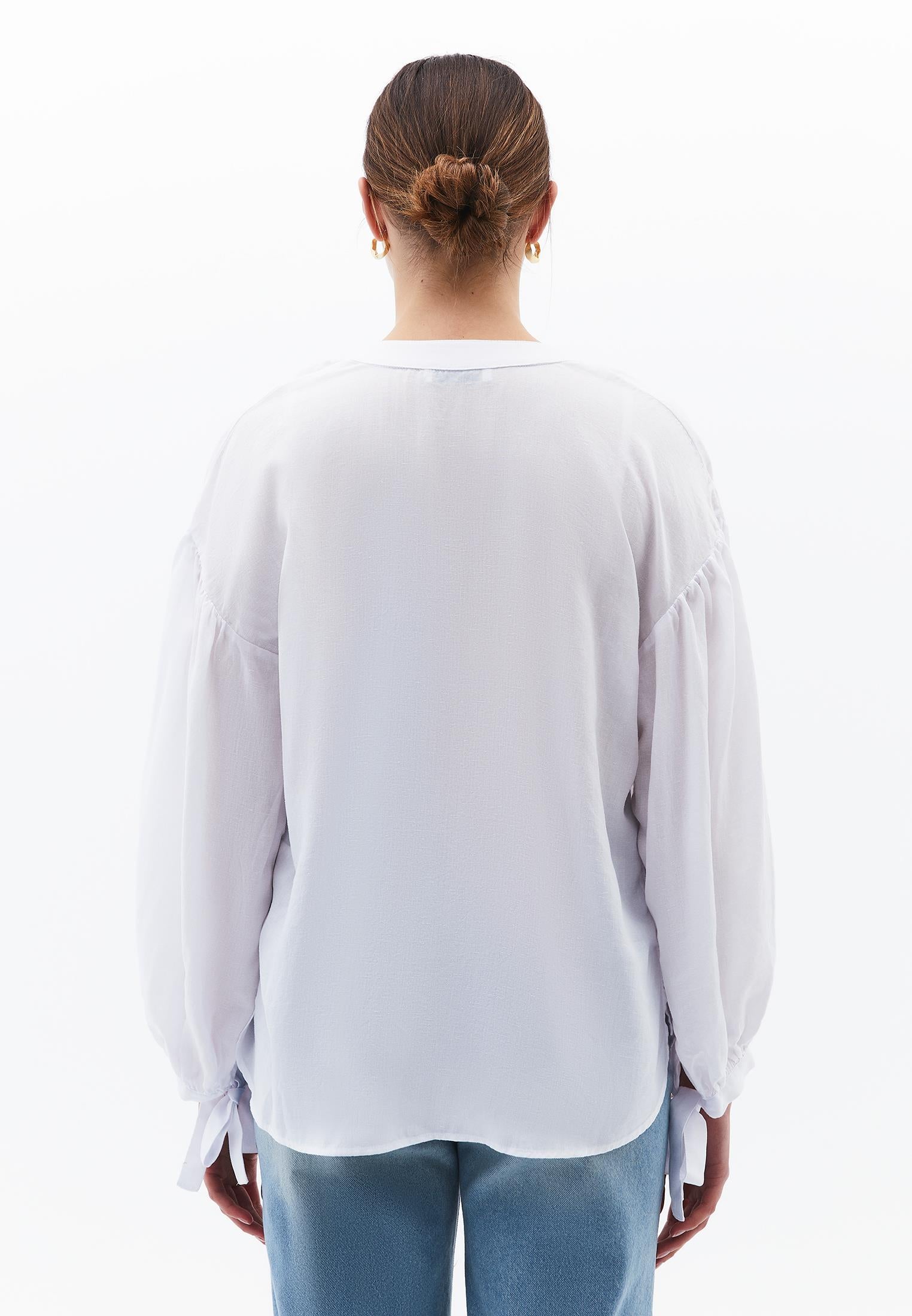 Oversize Linen Blouse - WHITE