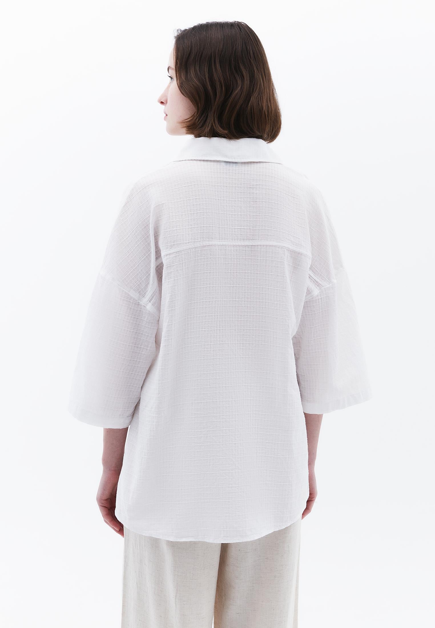Button Detailed Oversize Shirt - WHITE