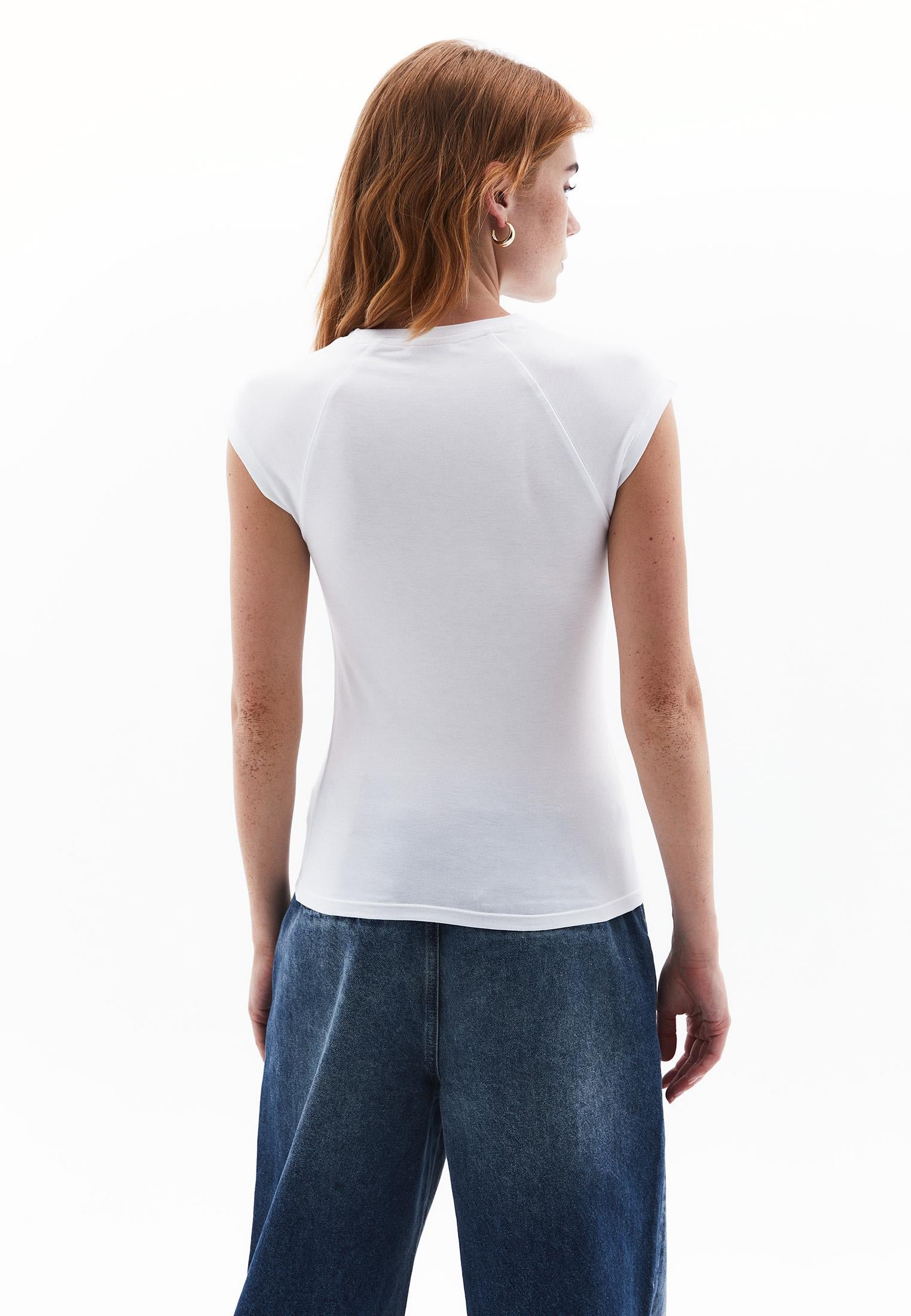 Short Sleeve T-Shirt With Closed Cut - WHITE