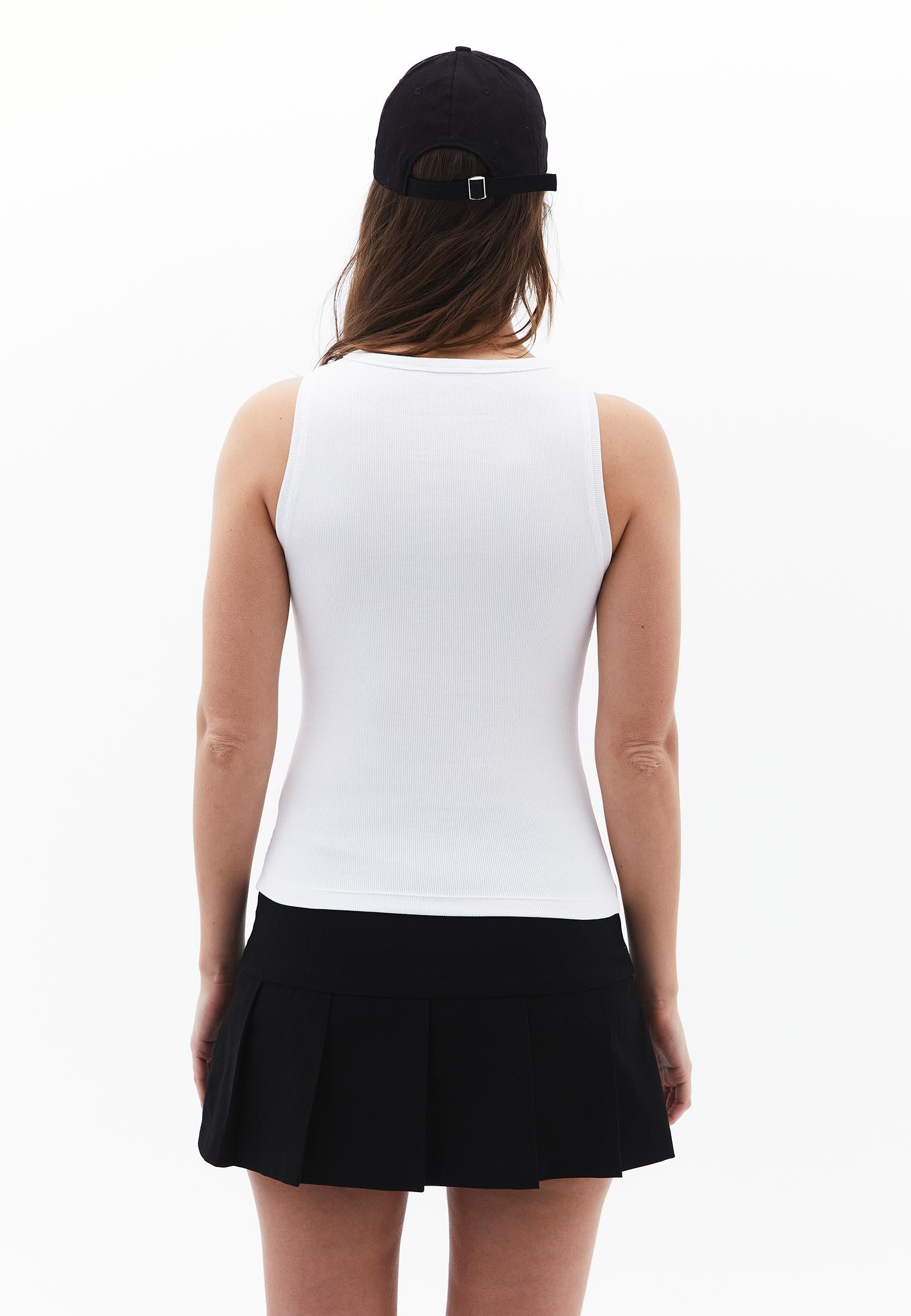 Sleeveless Tank Top With Crew Neck - WHITE