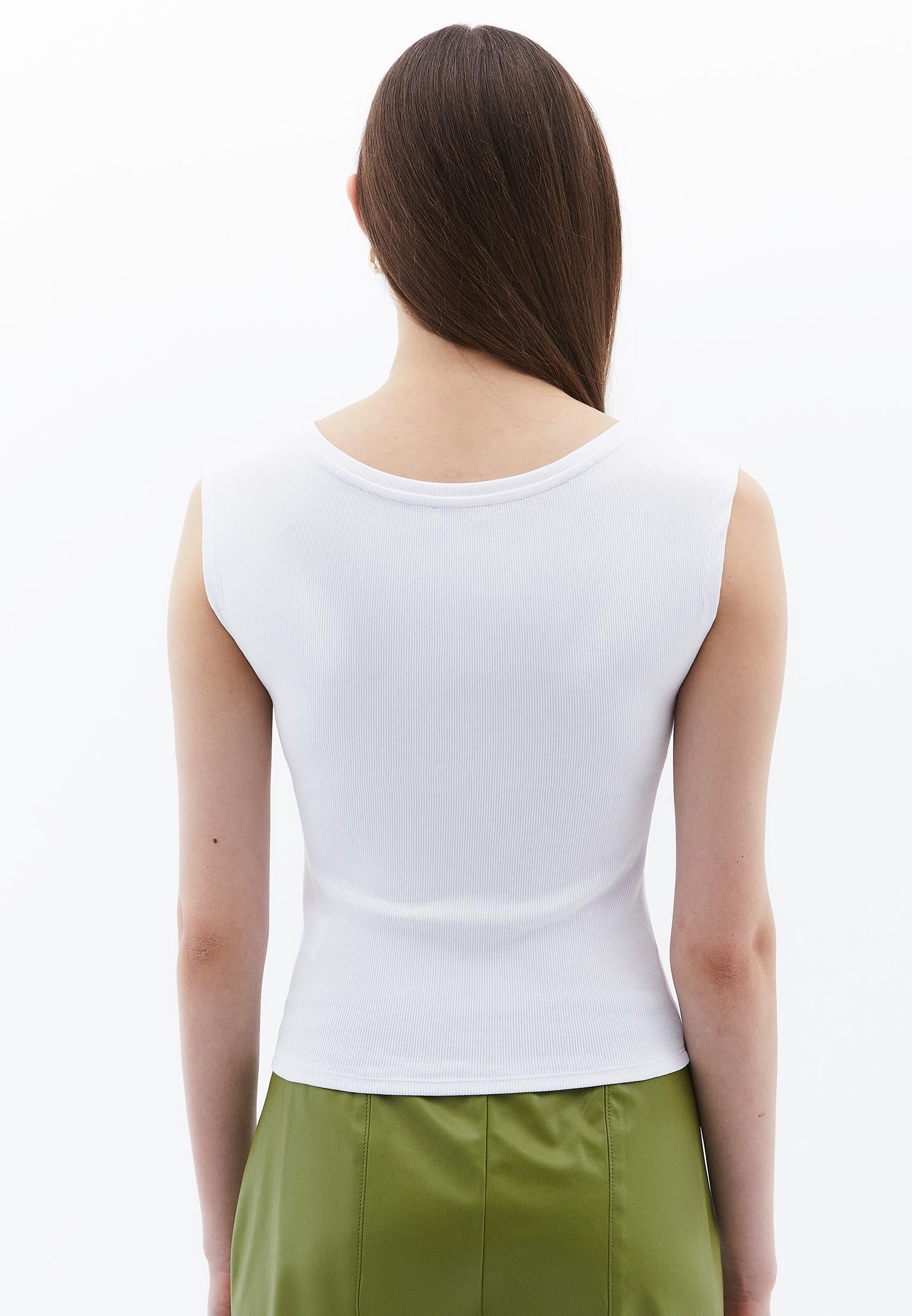 Boat Neck Short Sleeve Bodycon T-Shirt - WHITE