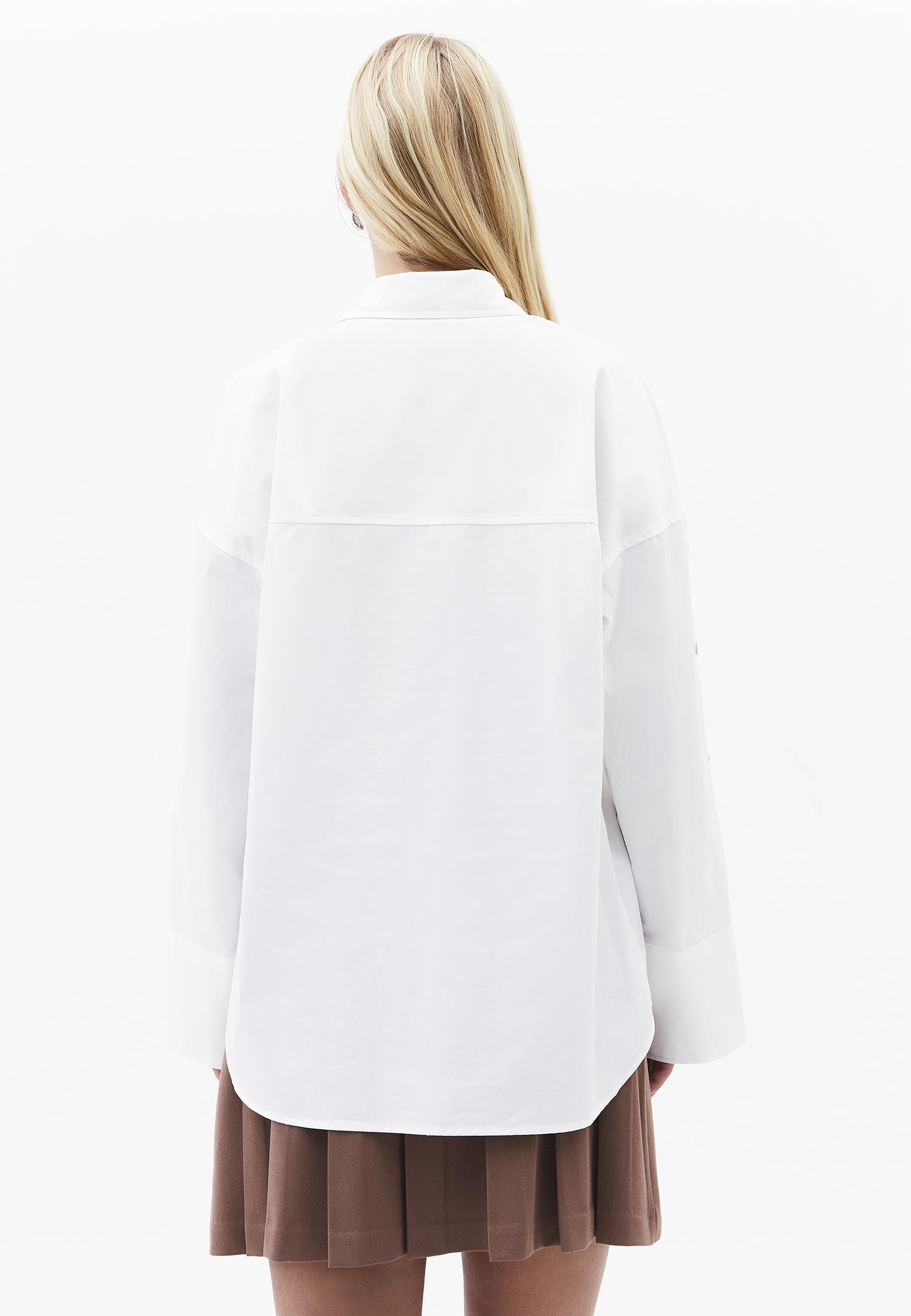 Oversize Shirt With Button Details - WHITE