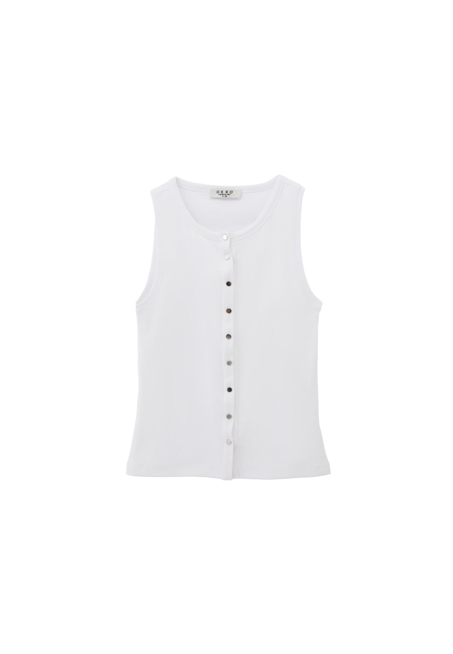 Sleeveless Tank Top With Crew Neck - WHITE