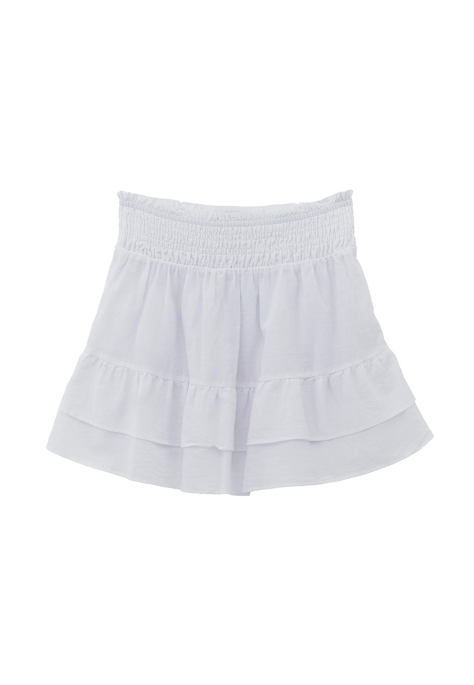 Ruffled Short Skirt - WHITE