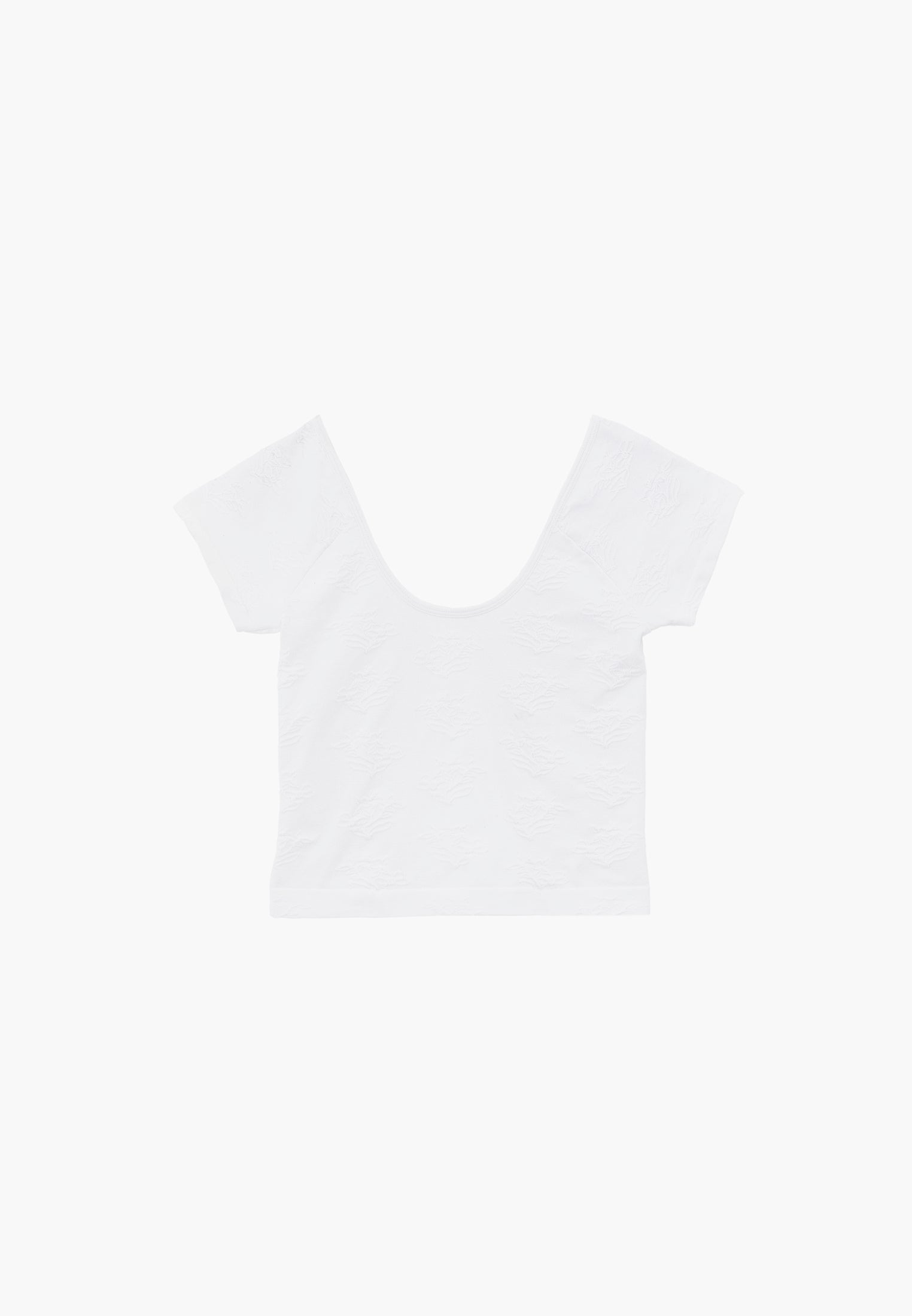 Wide Neck Short Sleeve Bodycon T-Shirt - WHITE
