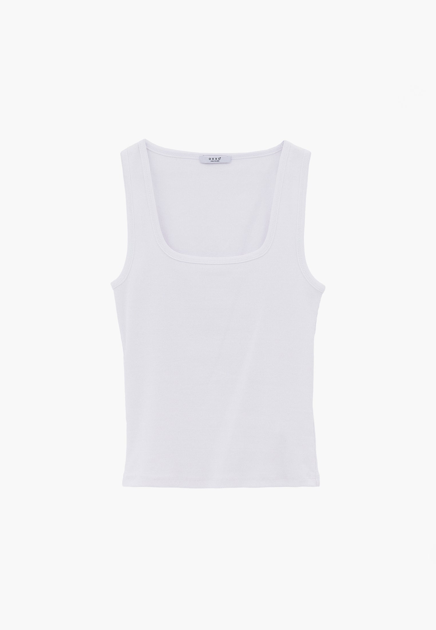 Square Neck Bodycon Tank Top - WHITE