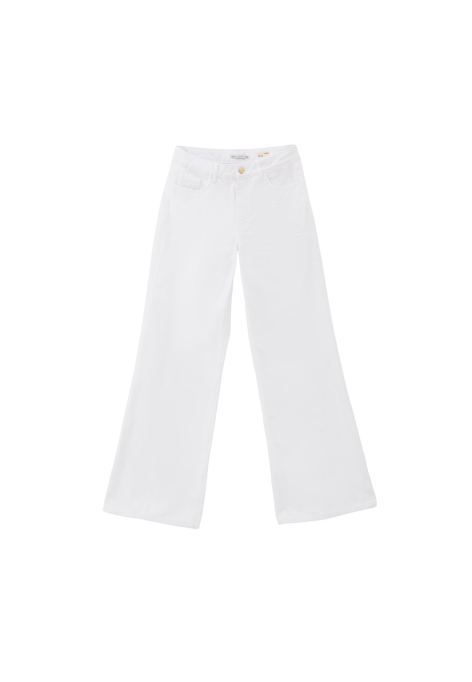High Waist Wide Leg Long Trousers - WHITE